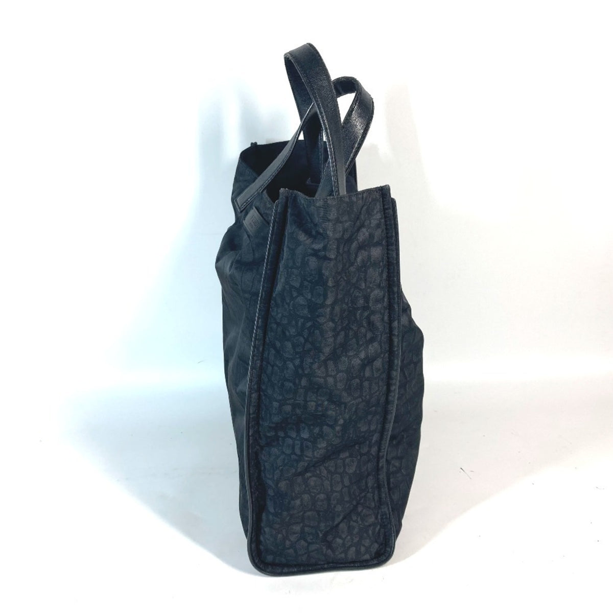 Fendi Black Nylon Leather Shoulder Bag Tote Bag (Pre-Owned)