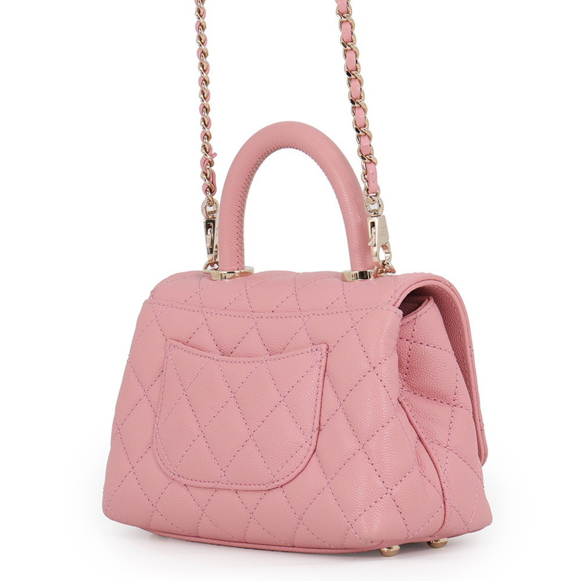 Chanel Matelasse Pink Grained Calfskin Handbag Shoulder Bag (Pre-Owned)