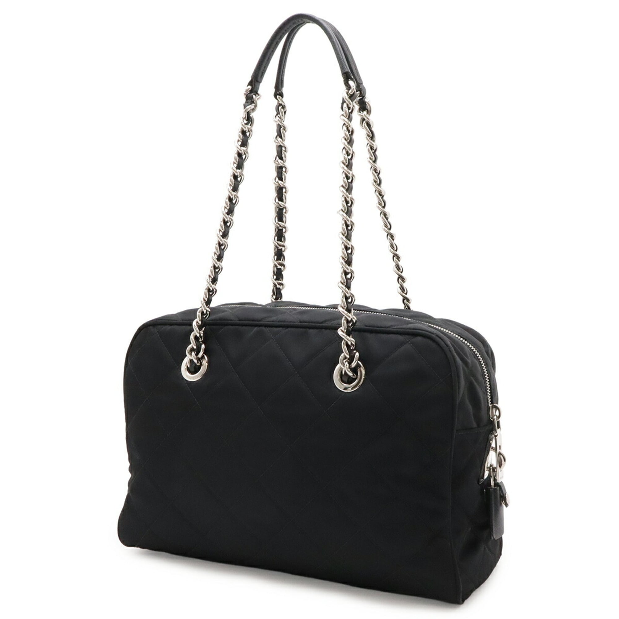Prada Black Nero Nylon Leather Shoulder Bag (Pre-Owned)