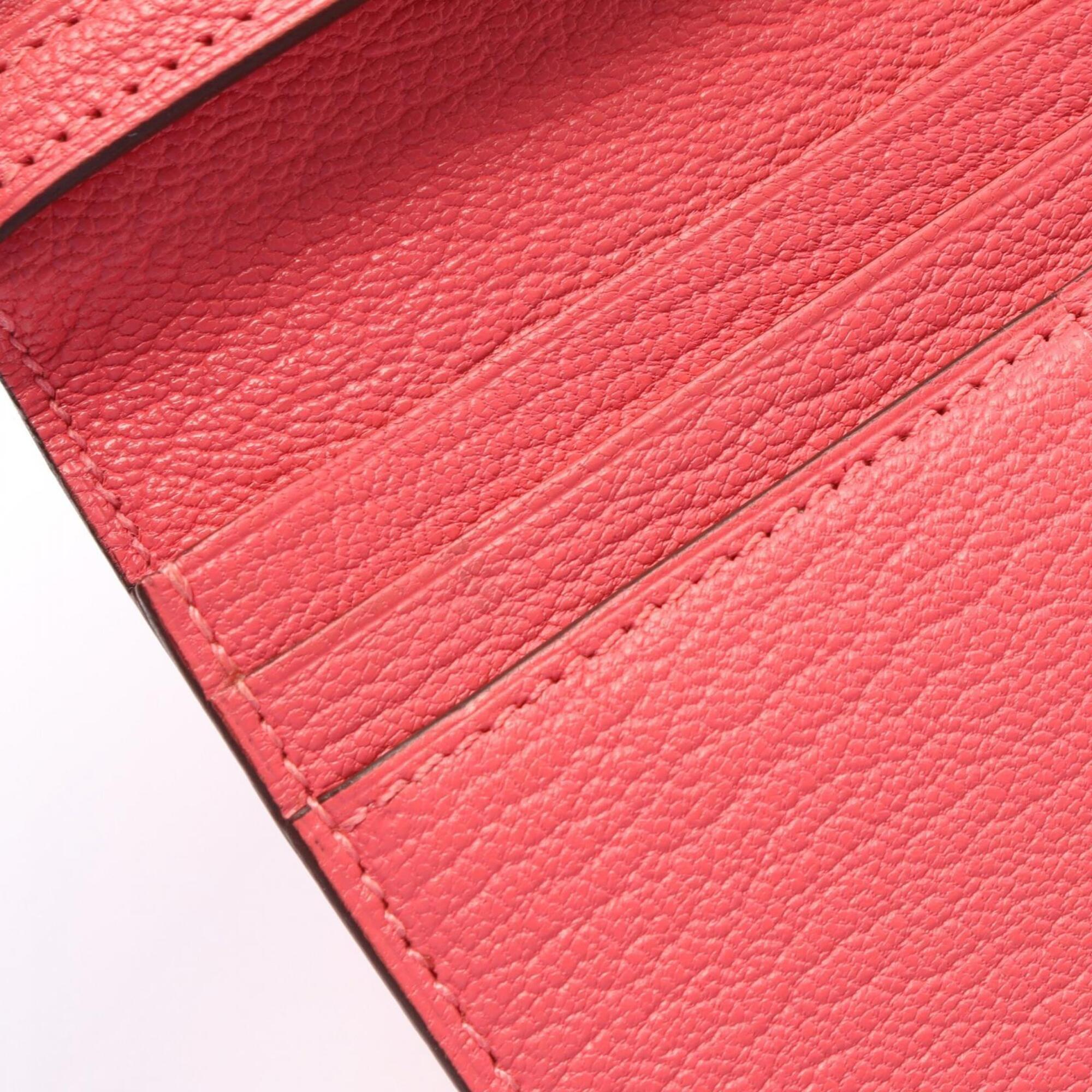 Hermes Pink Rose Azalee Chevre Leather Long Wallet (Bi-Fold) (Pre-Owned)
