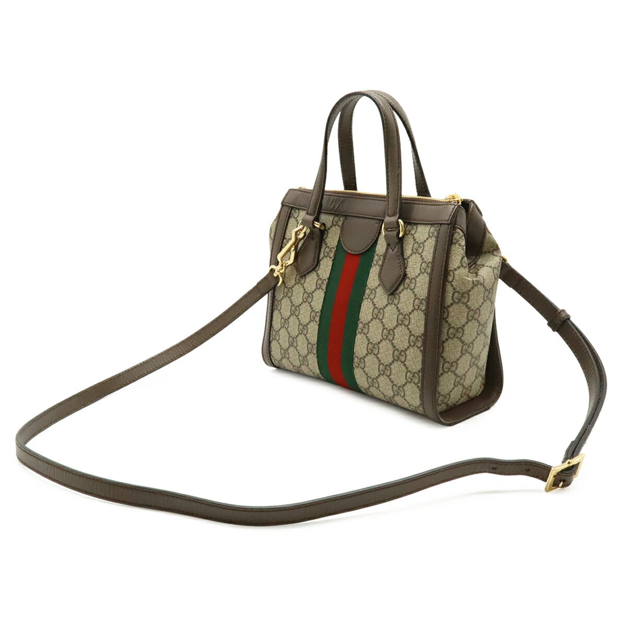 Gucci Ophidia Beige Green Red Color Gg Supreme Leather Handbag Shoulder Bag Tote Bag (Pre-Owned)