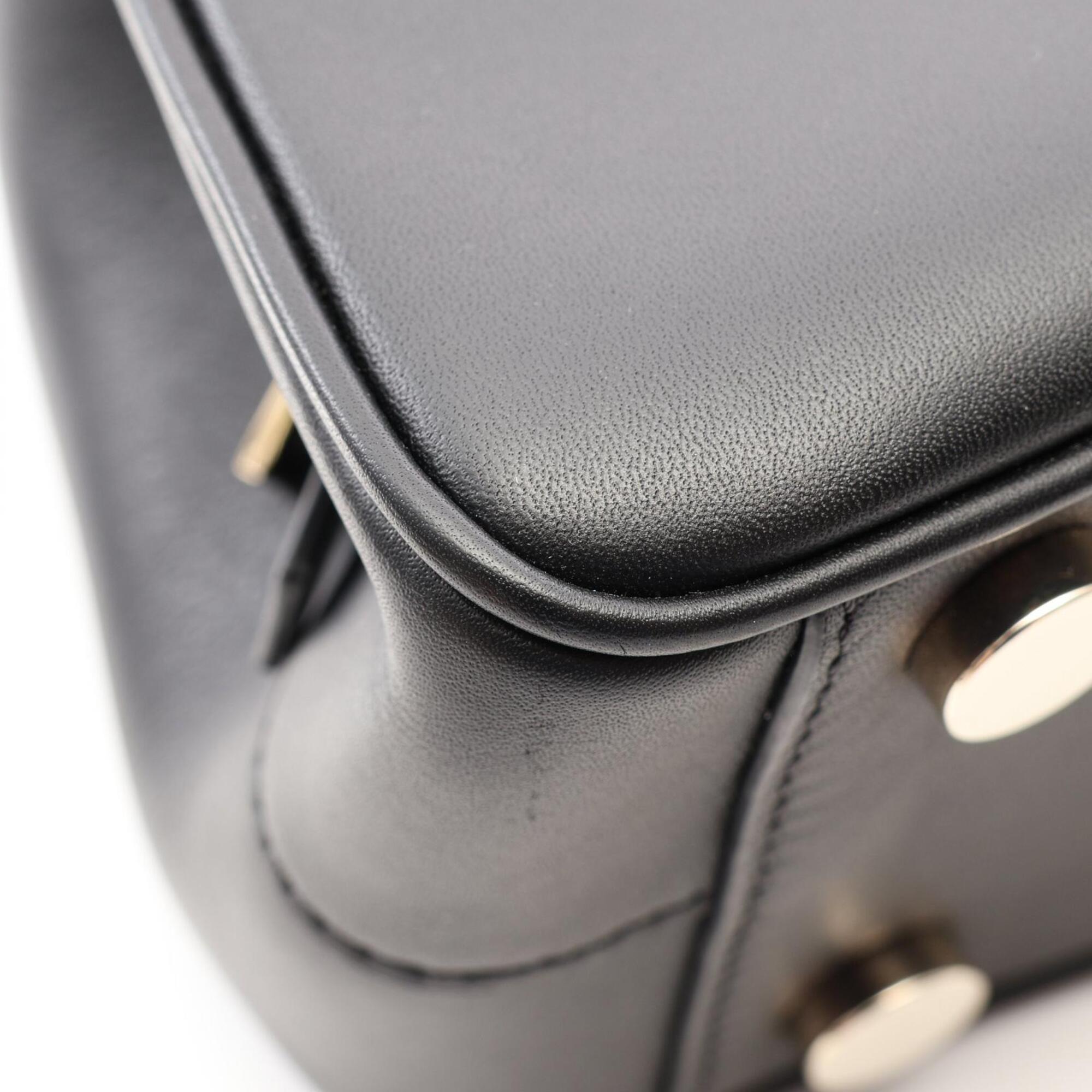 Valextra Black Leather Handbag Shoulder Bag (Pre-Owned)