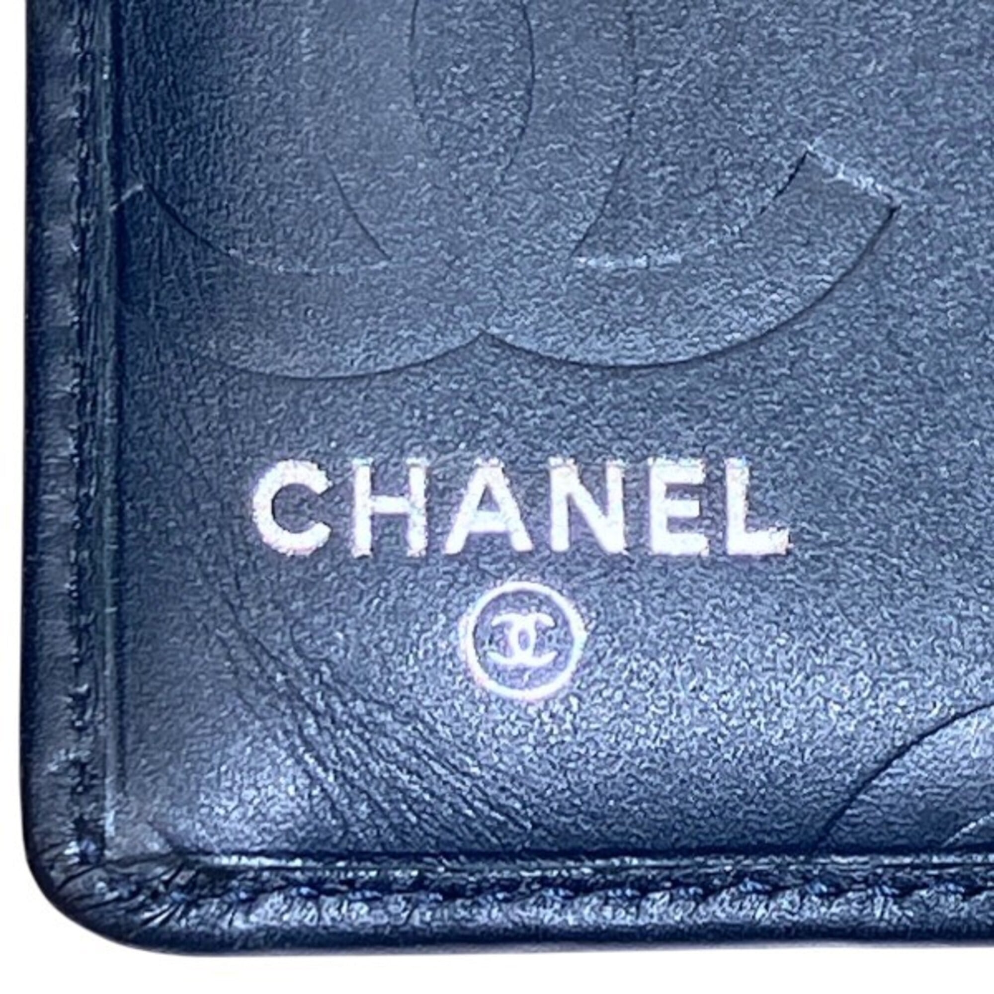 Chanel Navy Leather Long Wallet (Bi-Fold) (Pre-Owned)