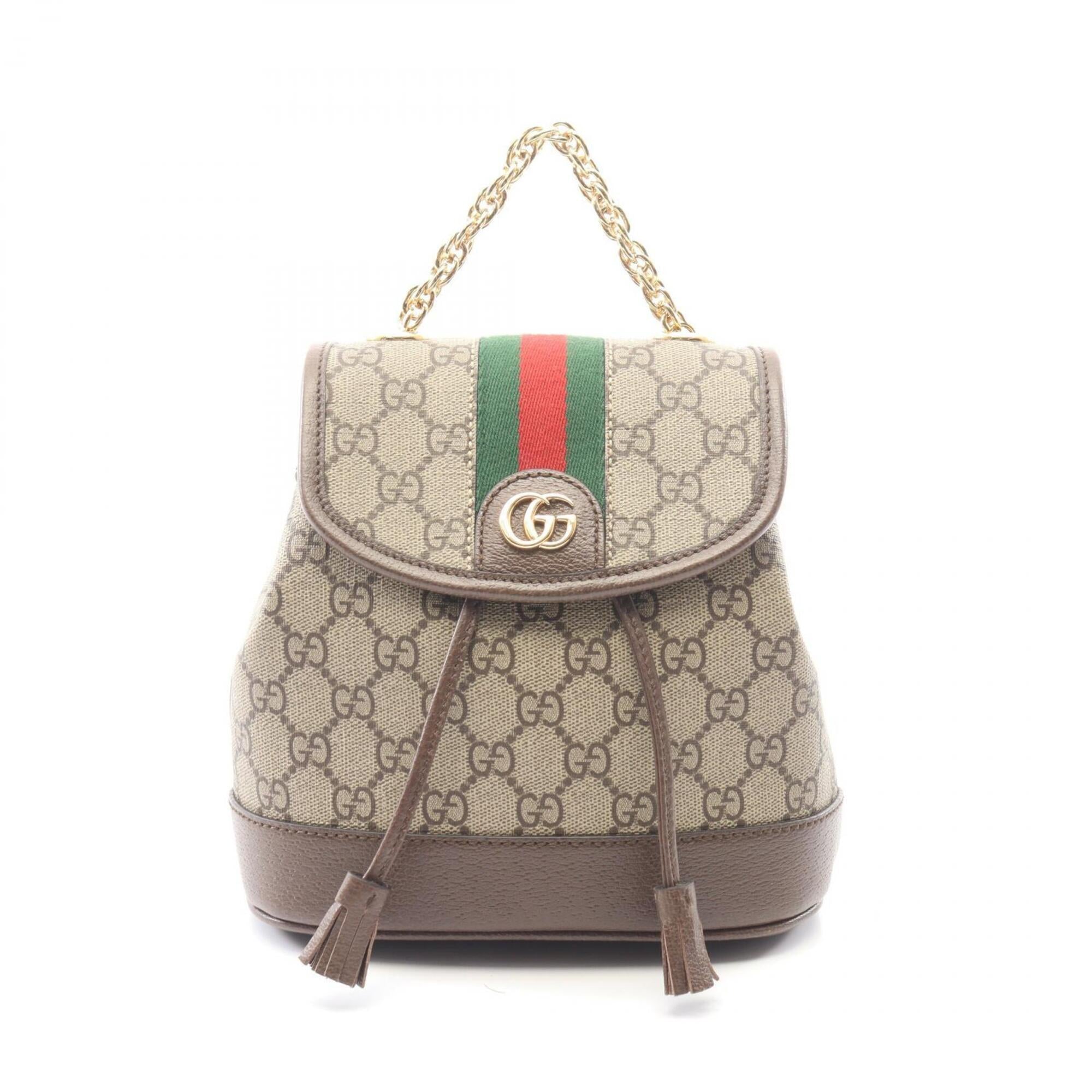 Gucci Beige Brown Pvc Leather Backpack Handbag (Pre-Owned)
