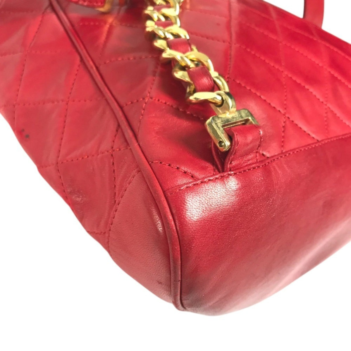 Chanel Gold Red Color Canvas Backpack (Pre-Owned)