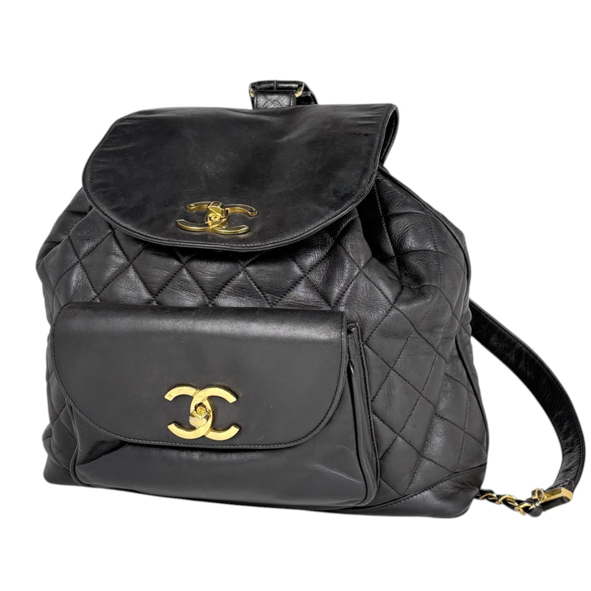 Chanel Matelasse Black Leather Backpack (Pre-Owned)