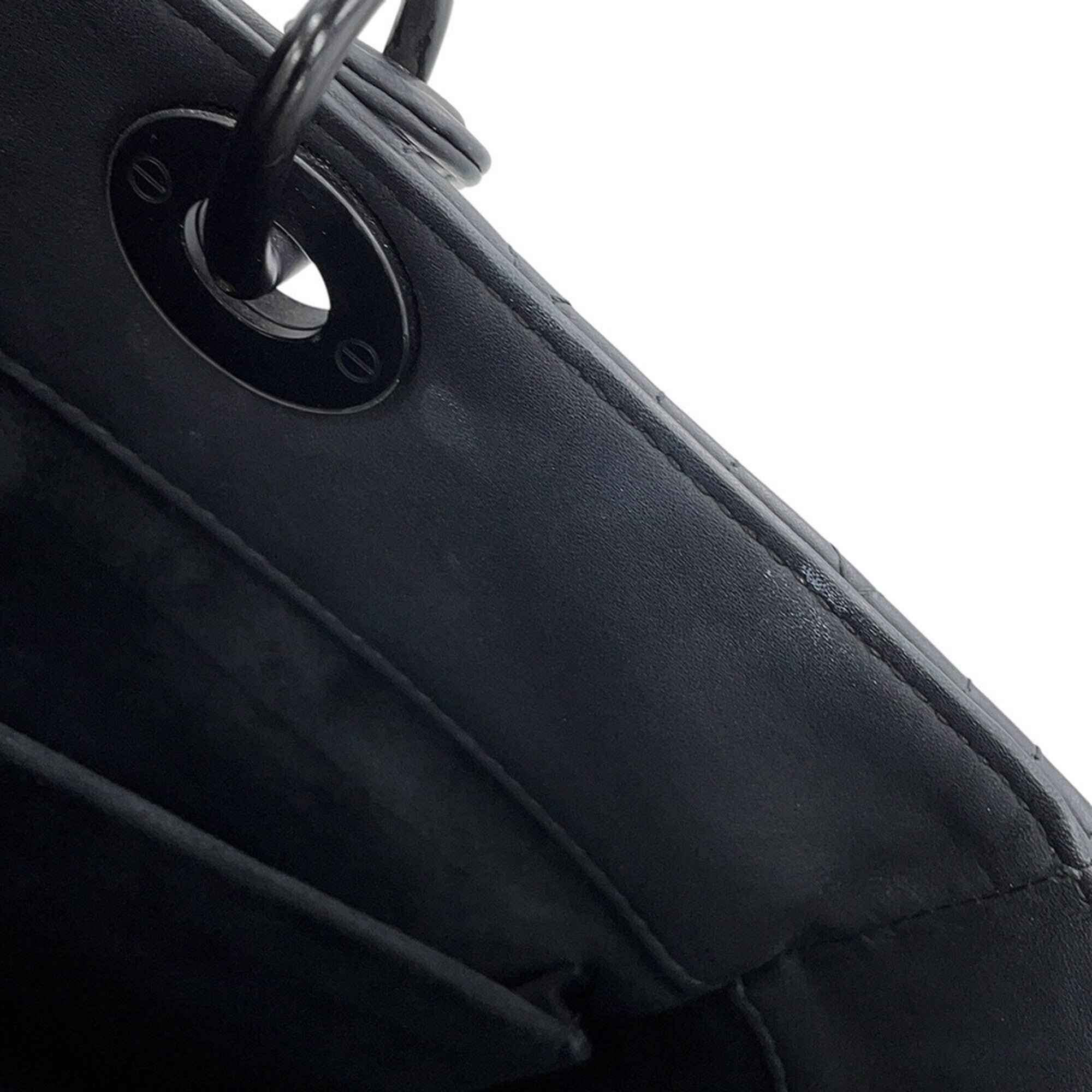 Christian Dior Lady Dior Black Leather Handbag (Pre-Owned)