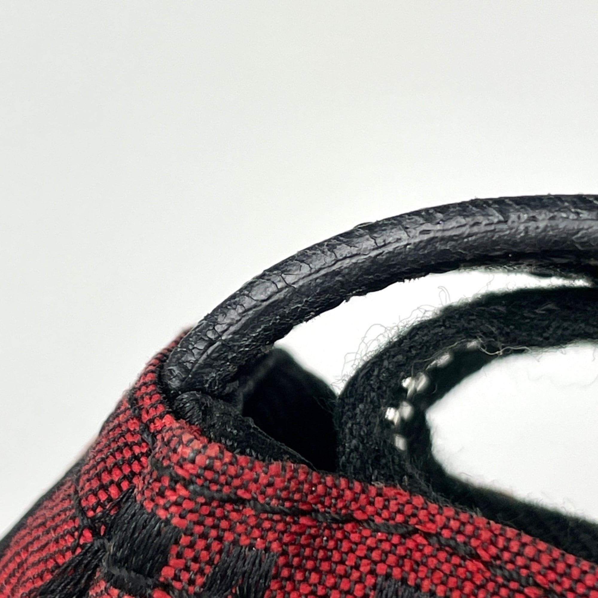 Fendi Zucchino Black Red Color Canvas Handbag (Pre-Owned)