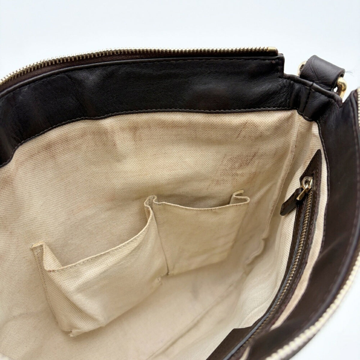 Gucci Dark Brown Leather Shoulder Bag (Pre-Owned)