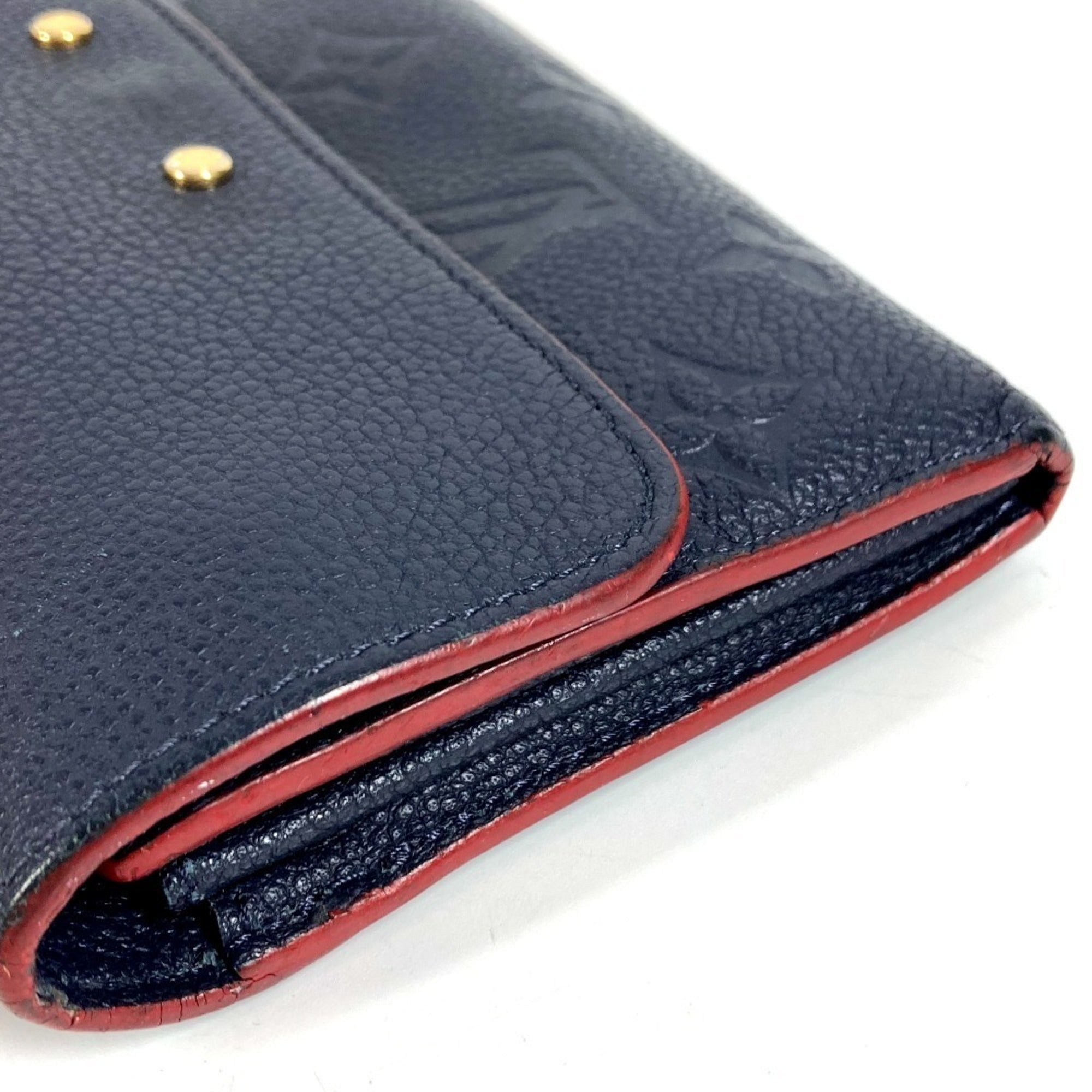 Louis Vuitton Galle Marine Rouge Navy Red Color Monogram Empreinte Long Bill Wallet (Bi-Fold) (Pre-Owned)