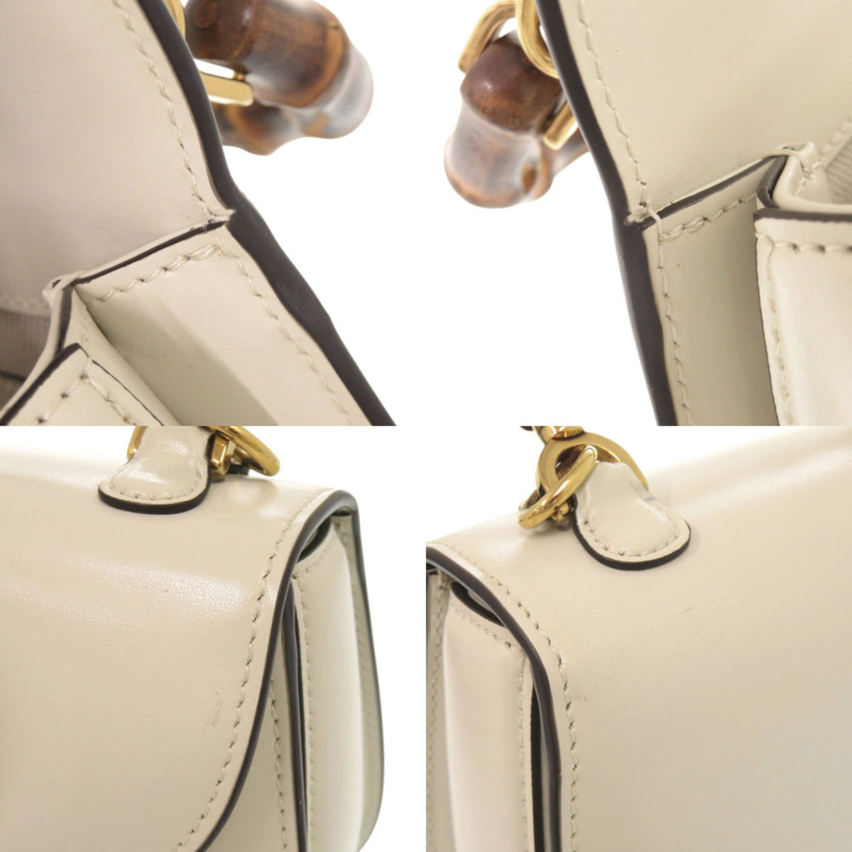 Gucci Ivory Leather Handbag Shoulder Bag (Pre-Owned)