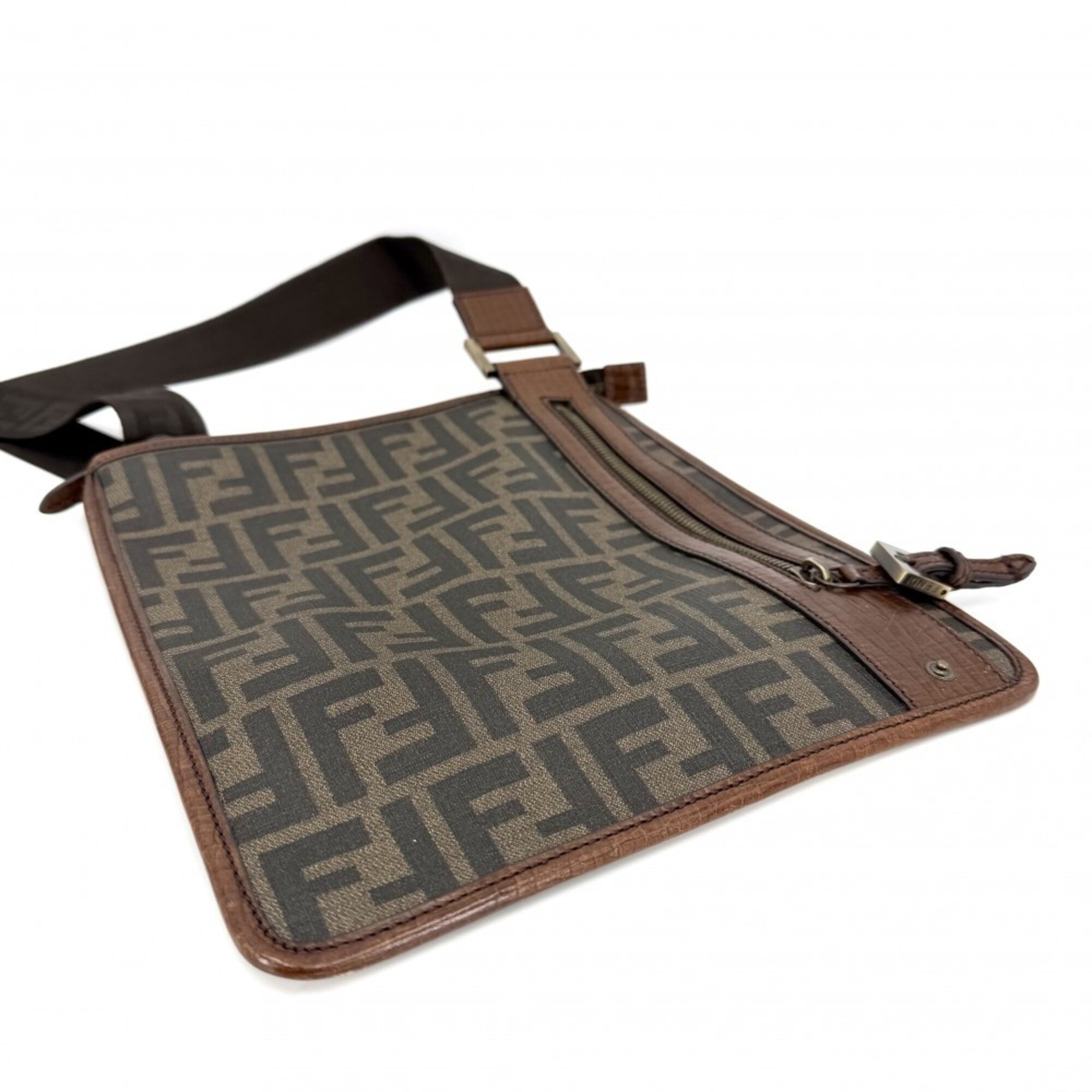 Fendi Zucca Brown Zucca Shoulder Bag (Pre-Owned)