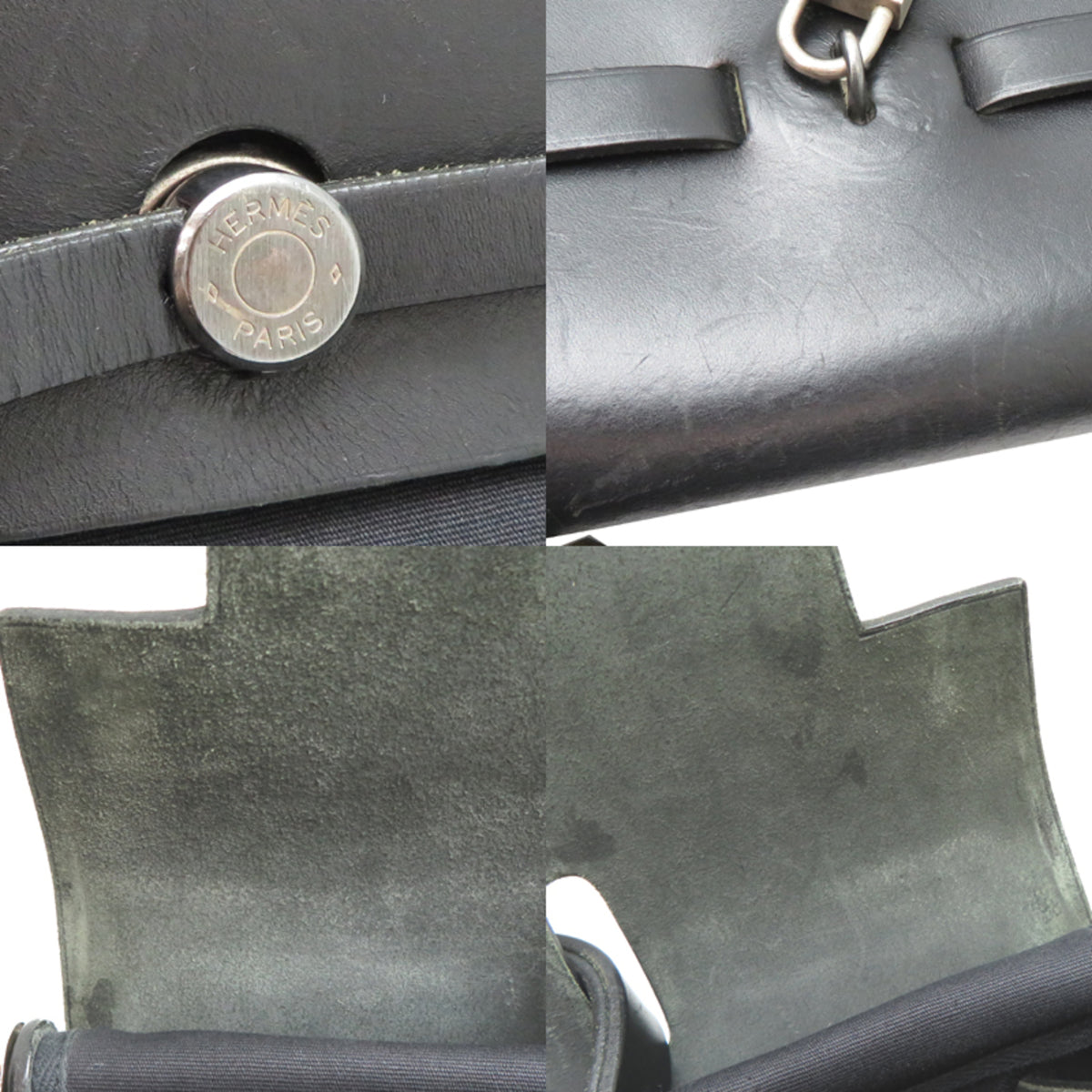 Hermes Black Toile Officier Handbag (Pre-Owned)