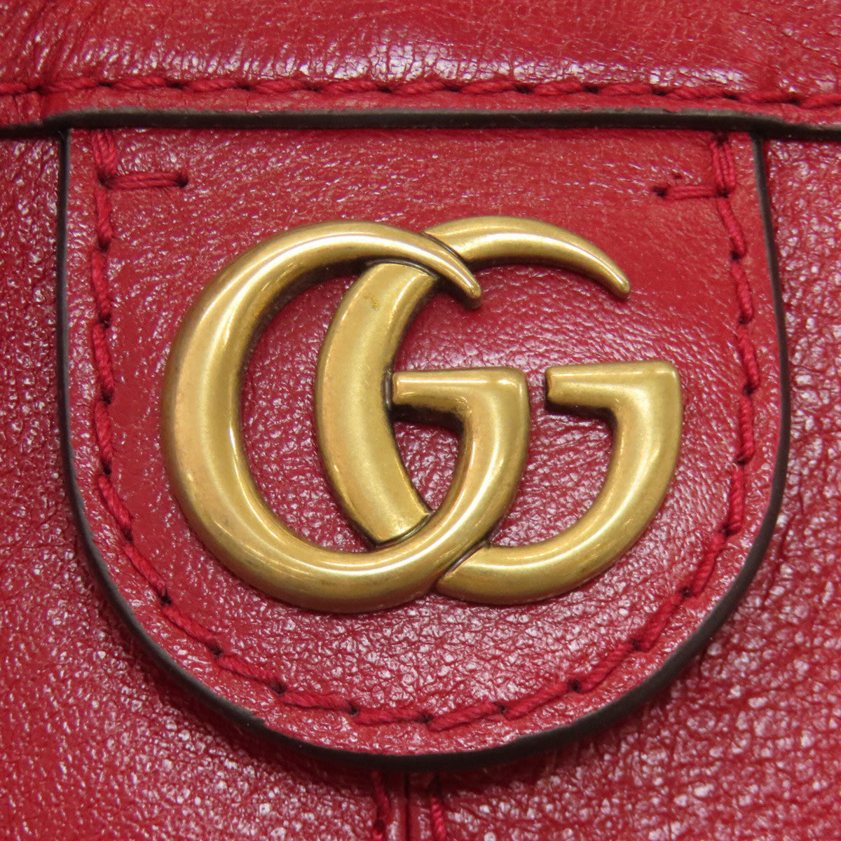 Gucci Red Color Leather Shoulder Bag (Pre-Owned)