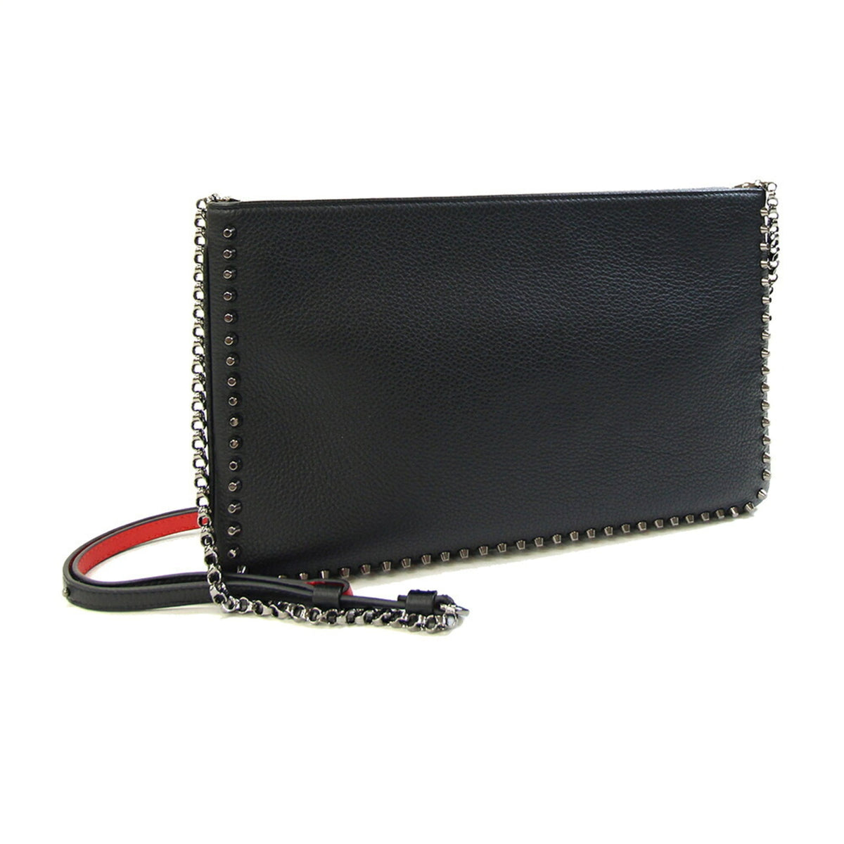 Christian Louboutin Black Leather Clutch Bag Shoulder Bag (Pre-Owned)