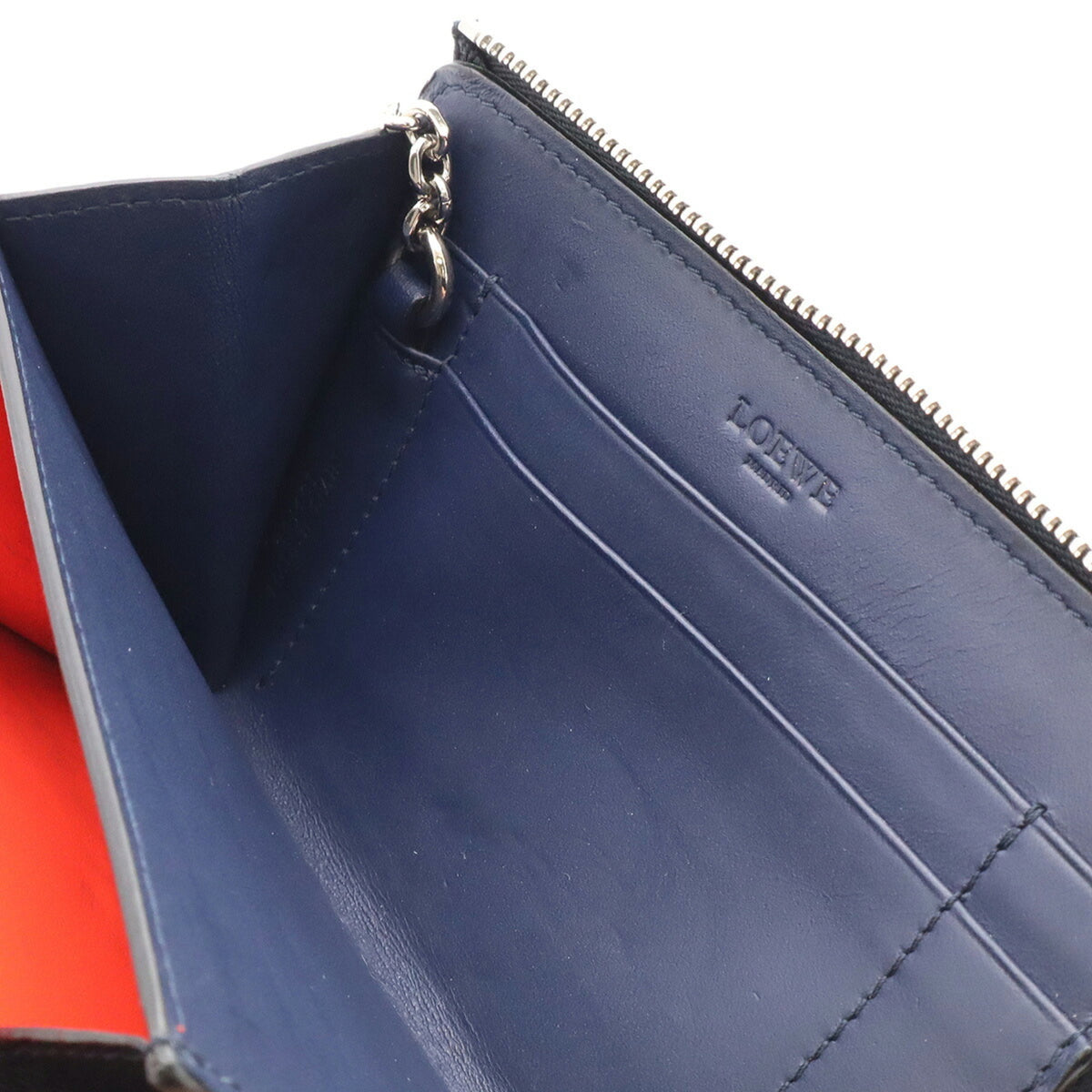 Loewe Navy Leather Coin Purse/Coin Case (Pre-Owned)