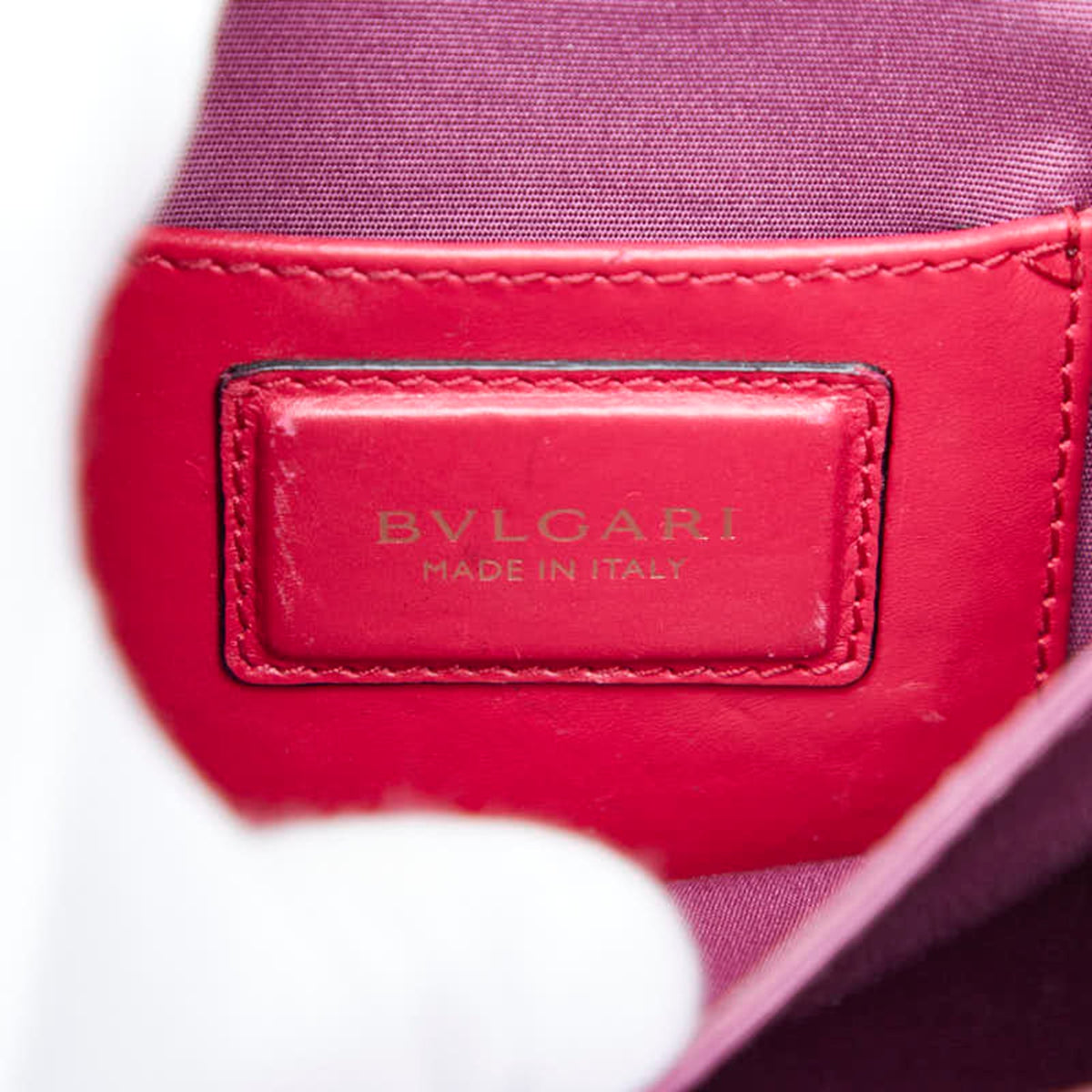 Bvlgari Red Color Leather Handbag Shoulder Bag (Pre-Owned)