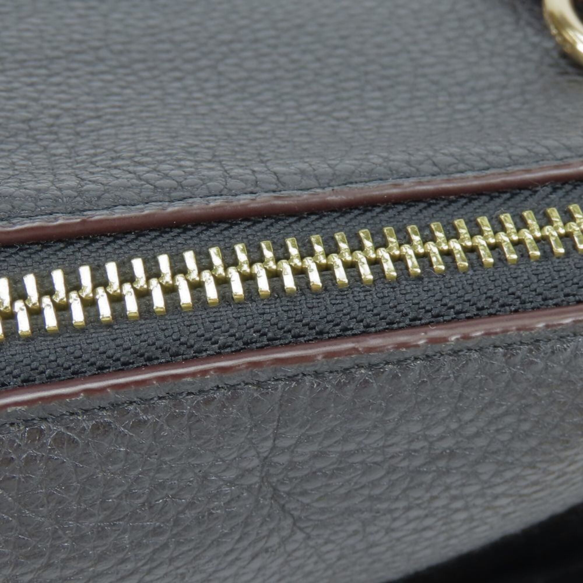 Coach Signature Black Bordeaux Brown Leather Coated Canvas Handbag (Pre-Owned)