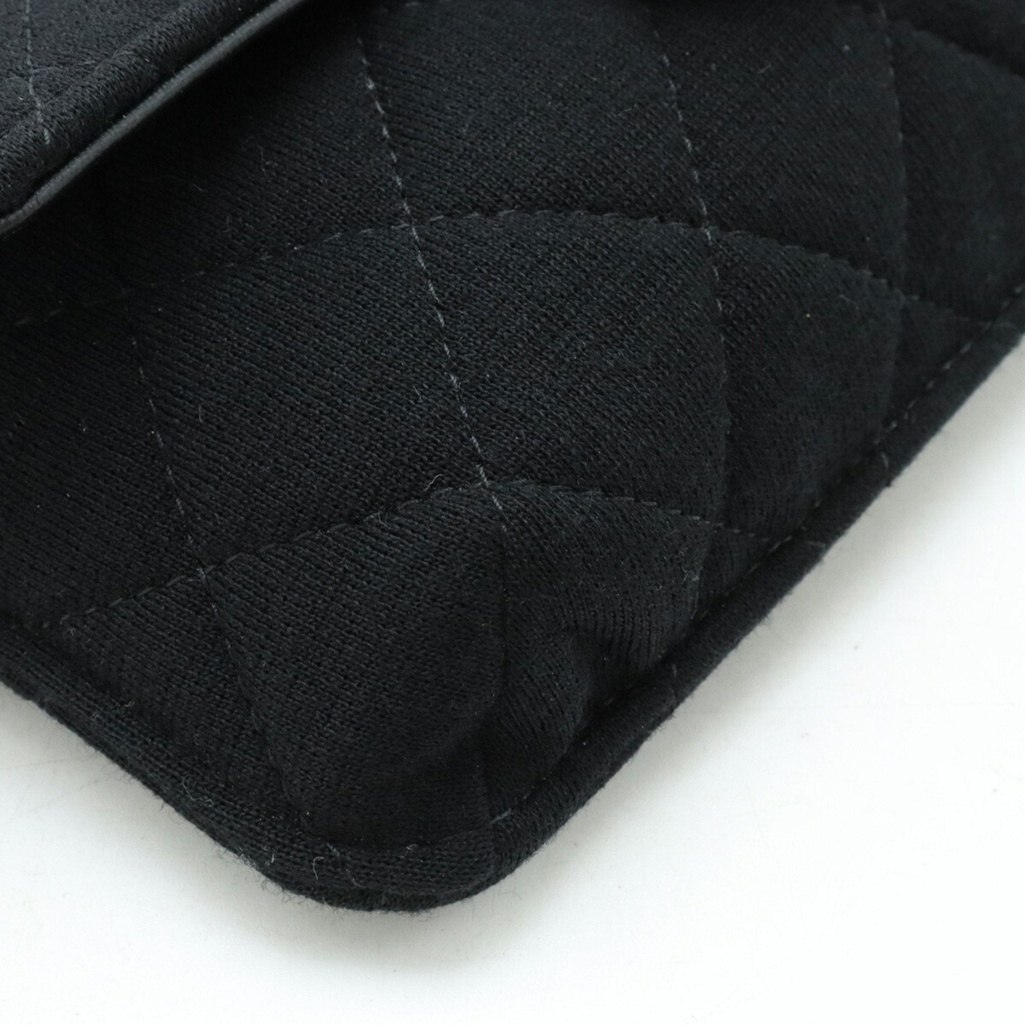 Chanel Black Gray Cotton Nylon Shoulder Bag (Pre-Owned)
