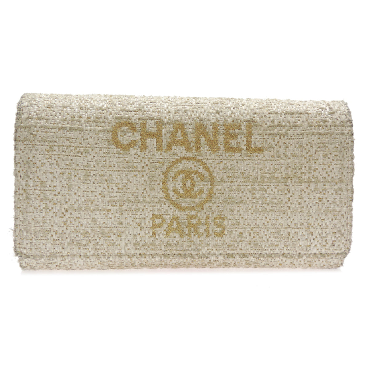 Chanel Beige Tweed Long Wallet (Bi-Fold) (Pre-Owned)