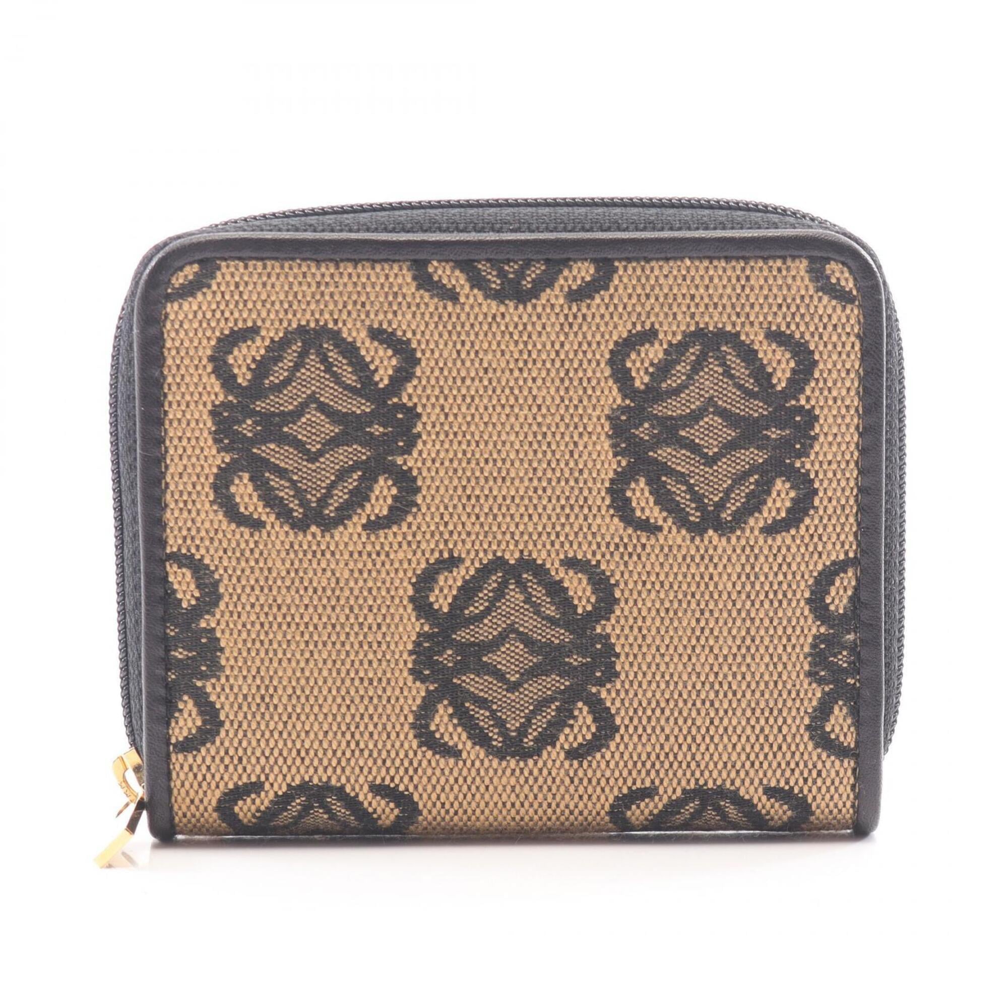Loewe Beige Black Canvas Coin Purse/Coin Case (Pre-Owned)