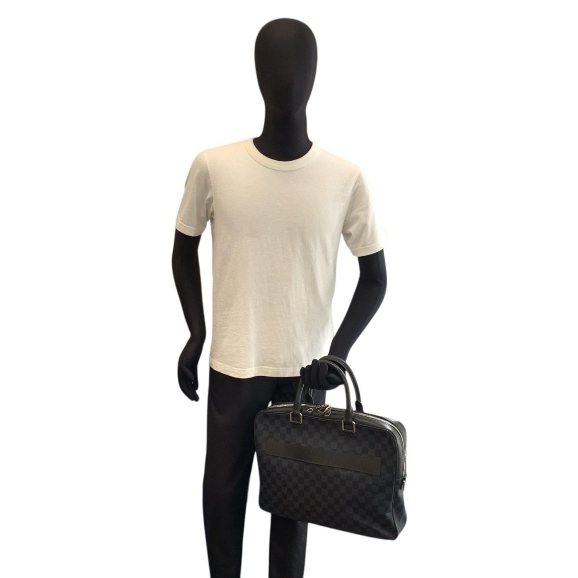 Louis Vuitton Black Navy Pvc Leather Briefcase (Pre-Owned)