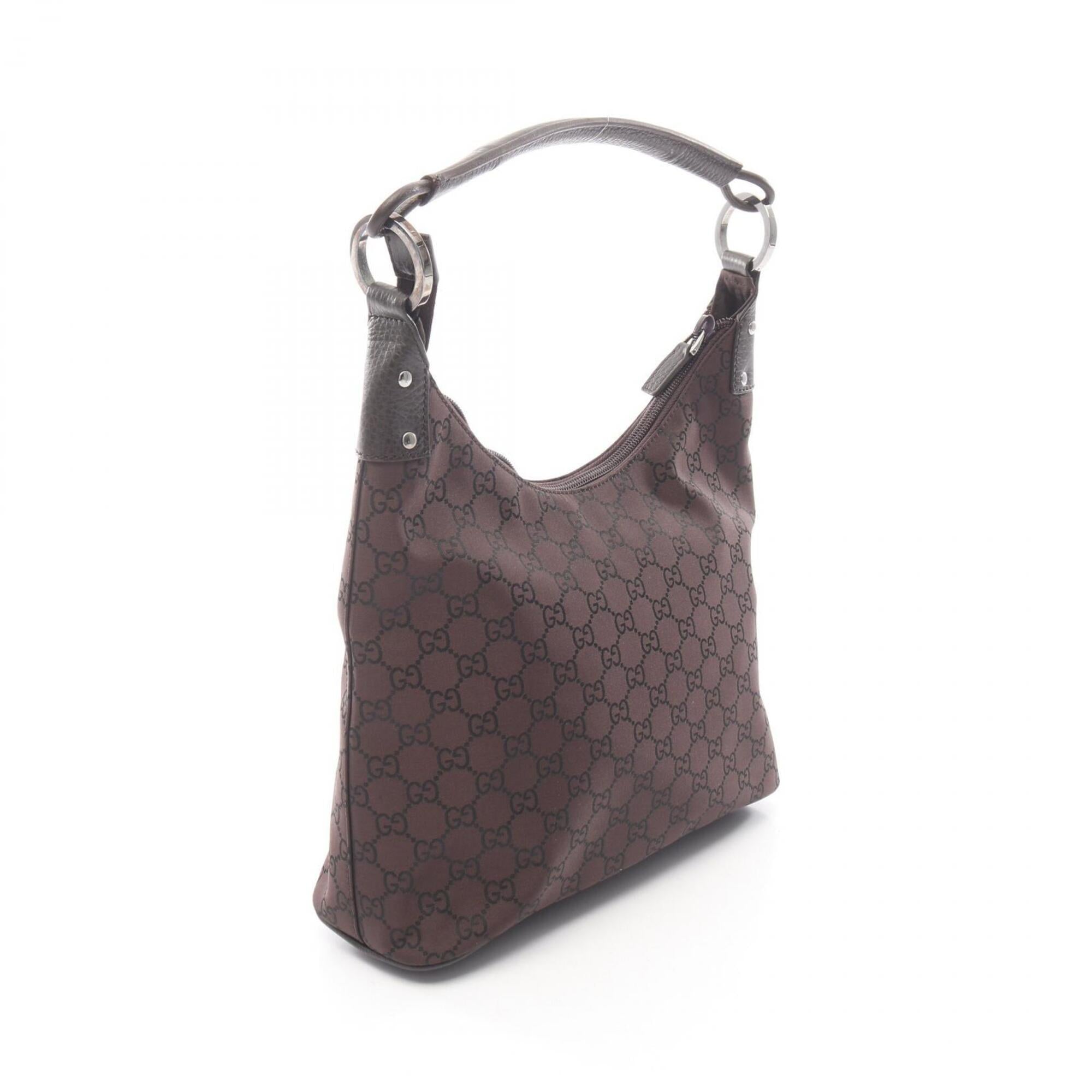 Gucci Brown Nylon Leather Handbag Shoulder Bag (Pre-Owned)