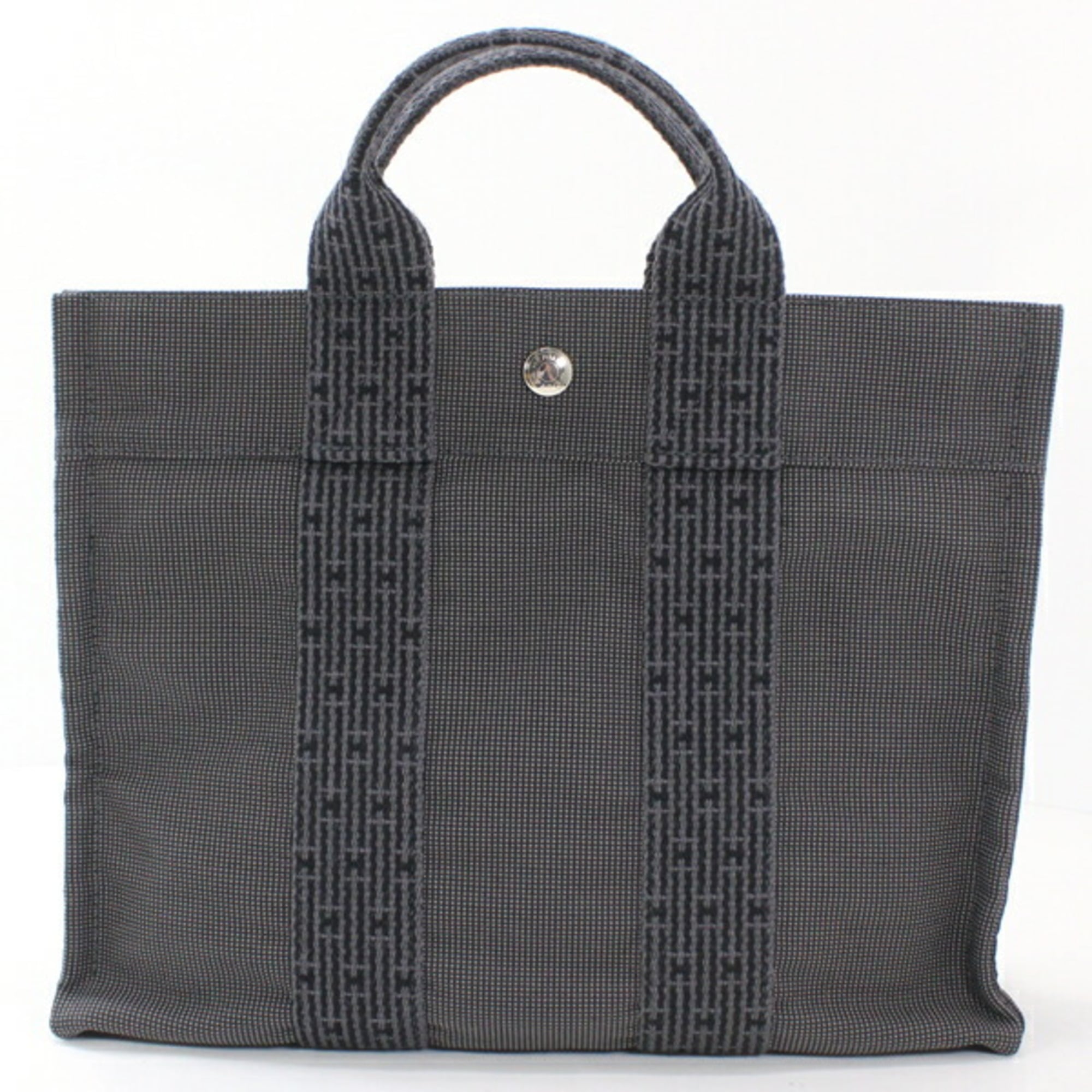 Hermes Her Line Gray Canvas Handbag (Pre-Owned)