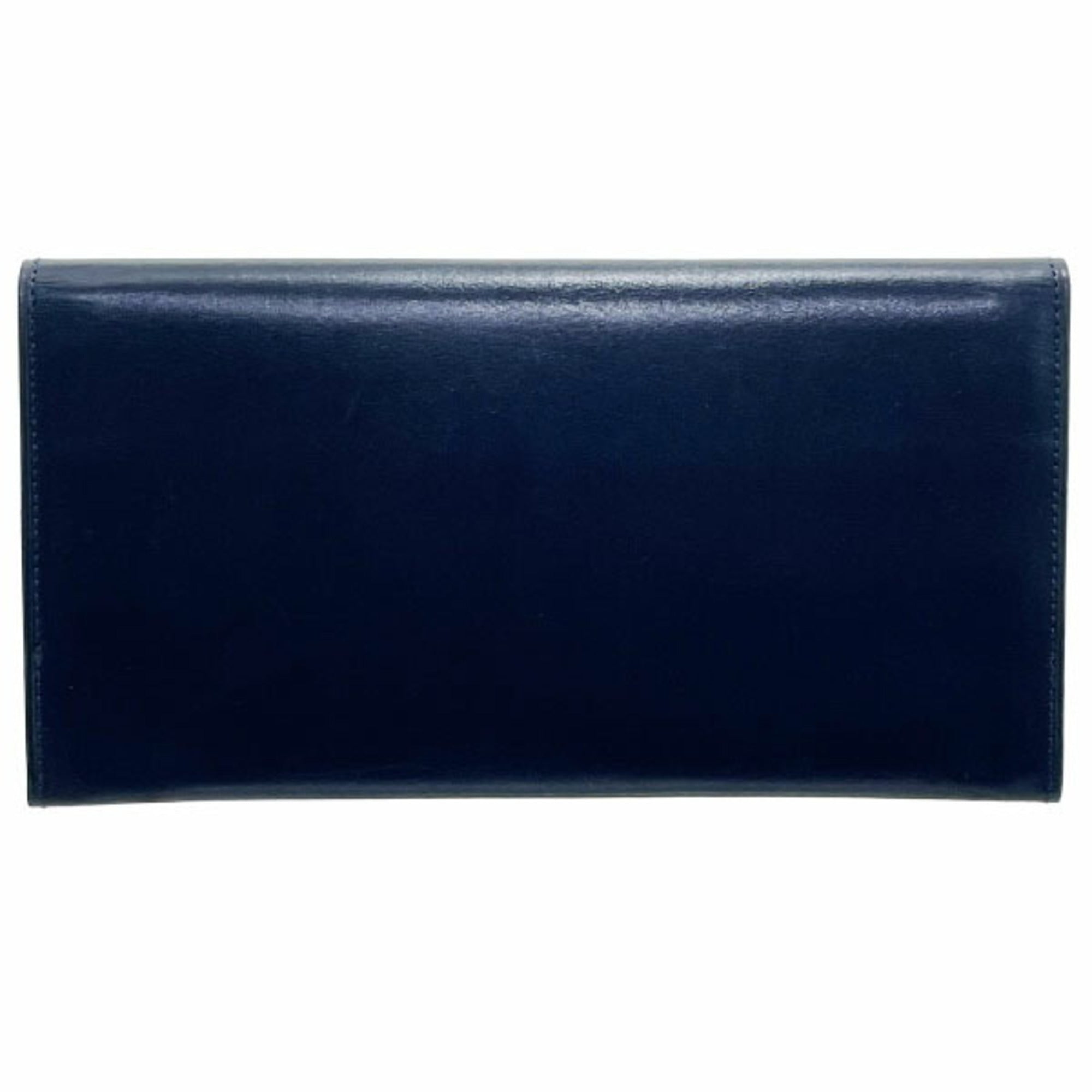 Yves Saint Laurent Navy Leather Long Wallet (Bi-Fold) (Pre-Owned)