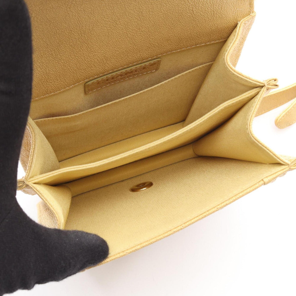 Chanel Gold Grained Calfskin Handbag Shoulder Bag (Pre-Owned)