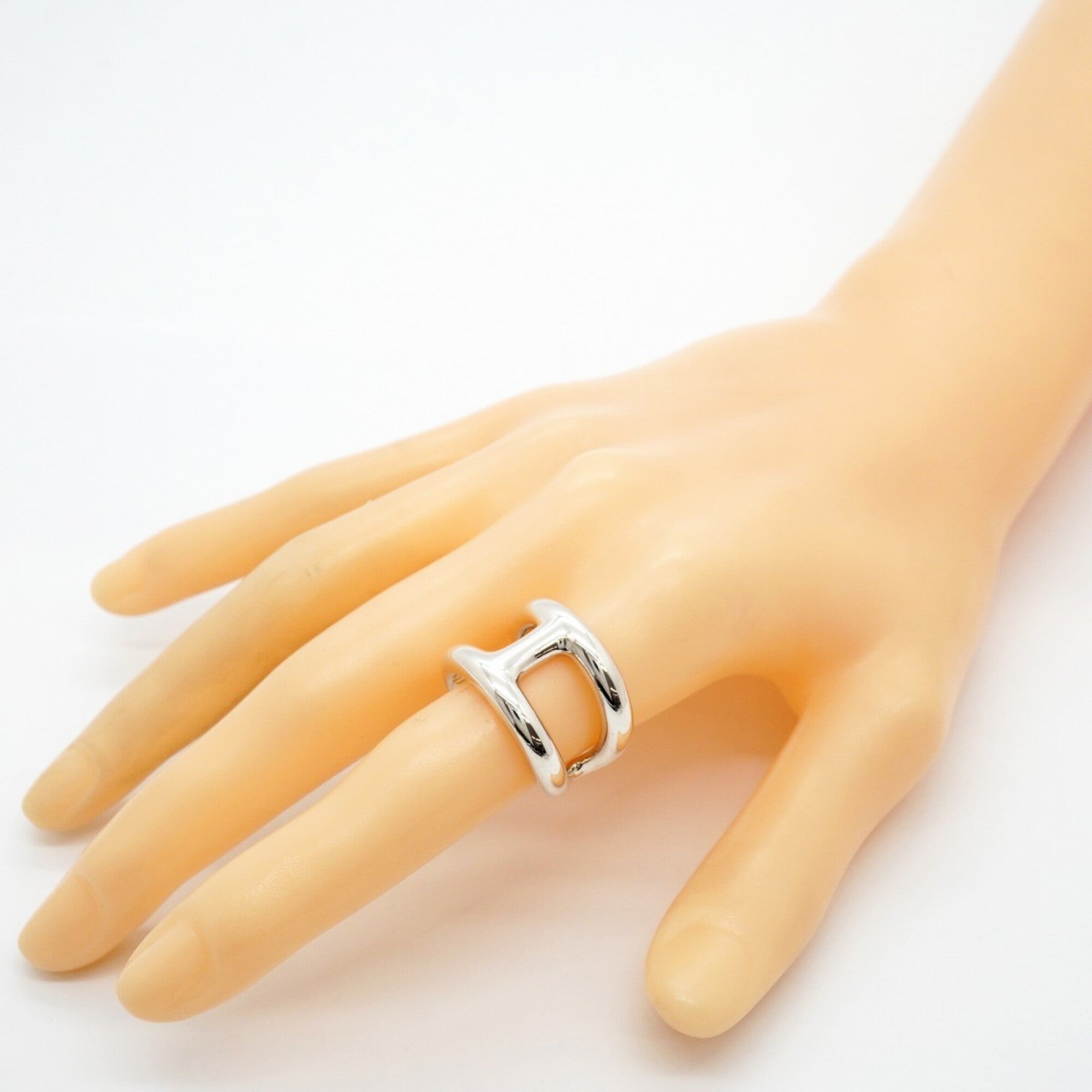 Hermes Silver 925 Band Ring (Pre-Owned)