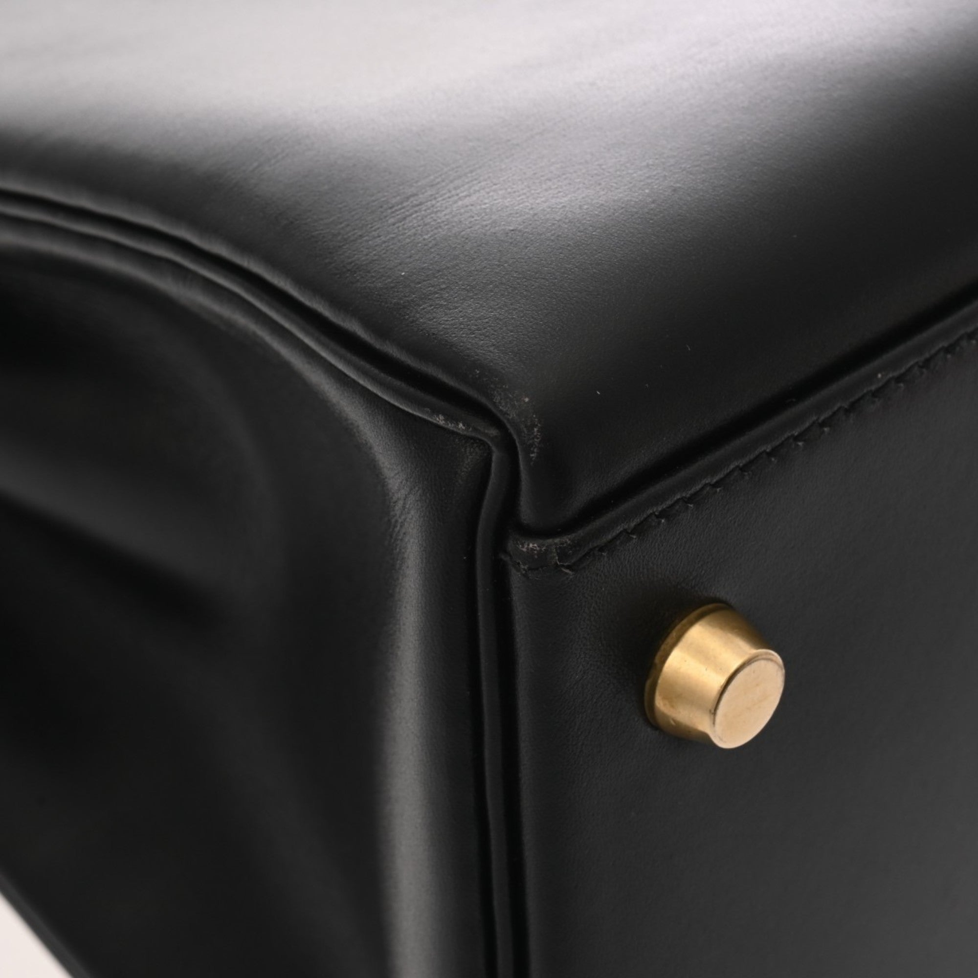 Hermes Black Box Calf Leather Handbag (Pre-Owned)