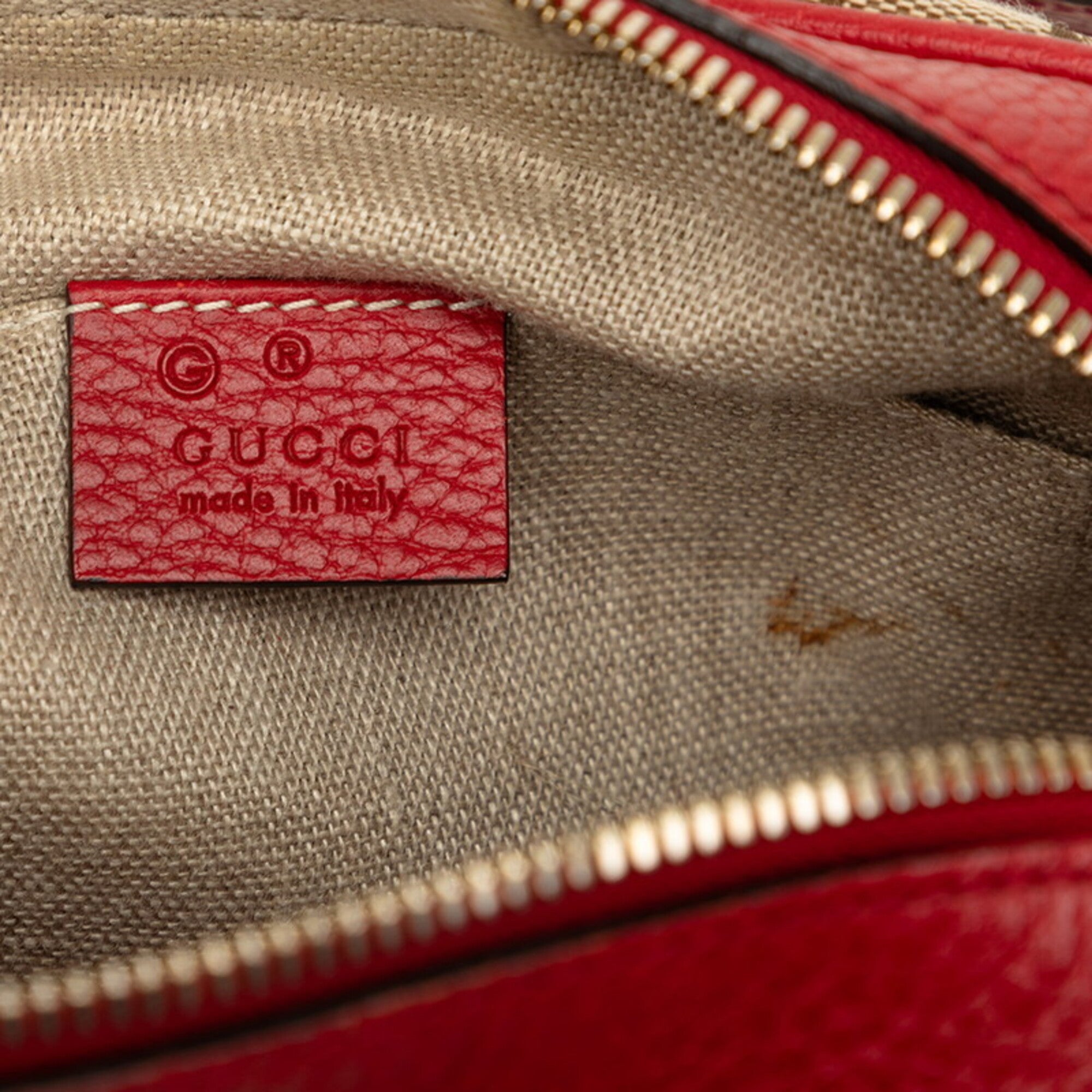 Gucci Gg Canvas Beige Red Color Gg Canvas Leather Shoulder Bag (Pre-Owned)