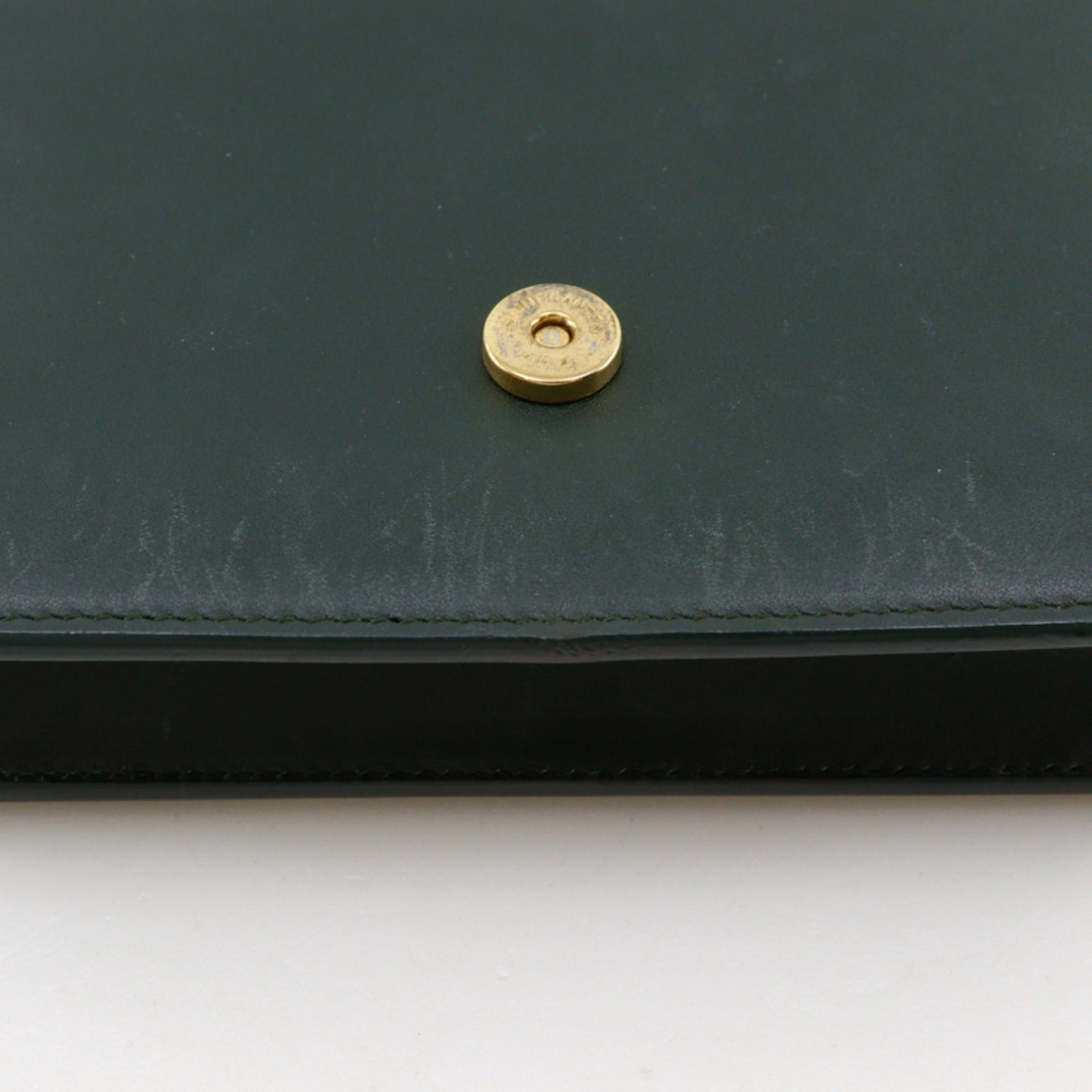 Saint Laurent Green Leather Chain/Shoulder Wallet (Pre-Owned)