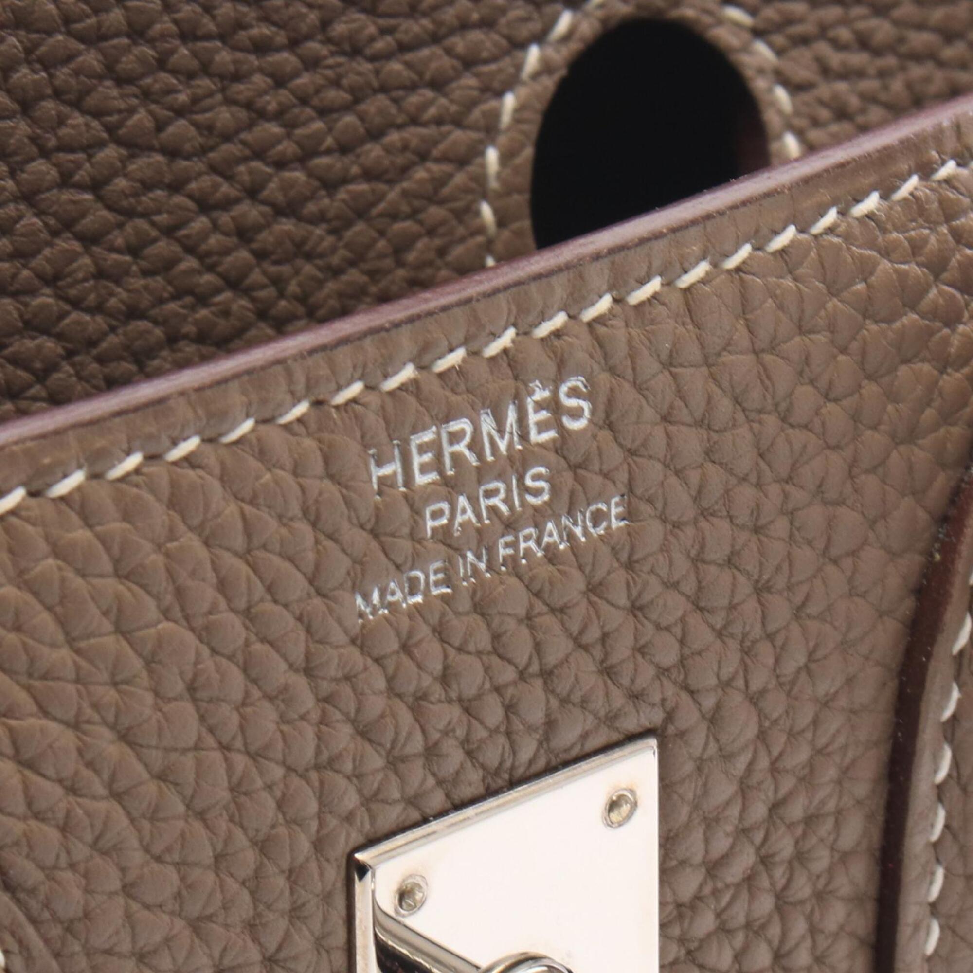 Hermes Etoupe Gray Gray Togo Leather Leather Handbag (Pre-Owned)