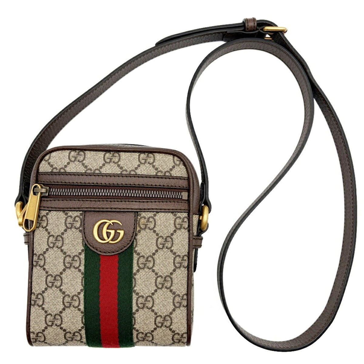 Gucci Beige Brown Gg Supreme Canvas Leather Shoulder Bag (Pre-Owned)