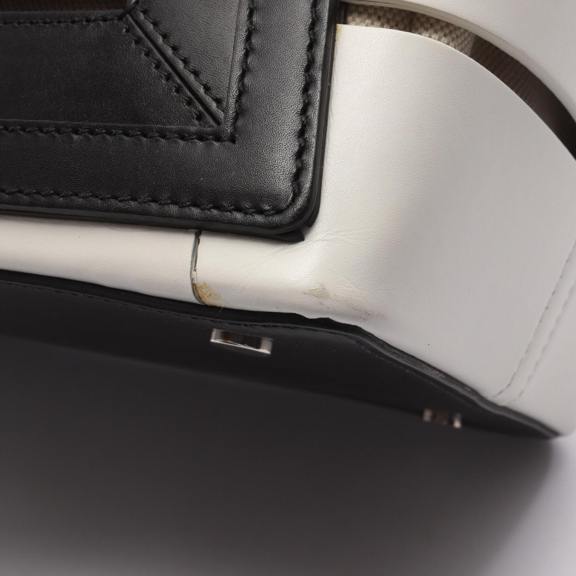 Balenciaga Black White Leather Canvas Handbag Tote Bag (Pre-Owned)