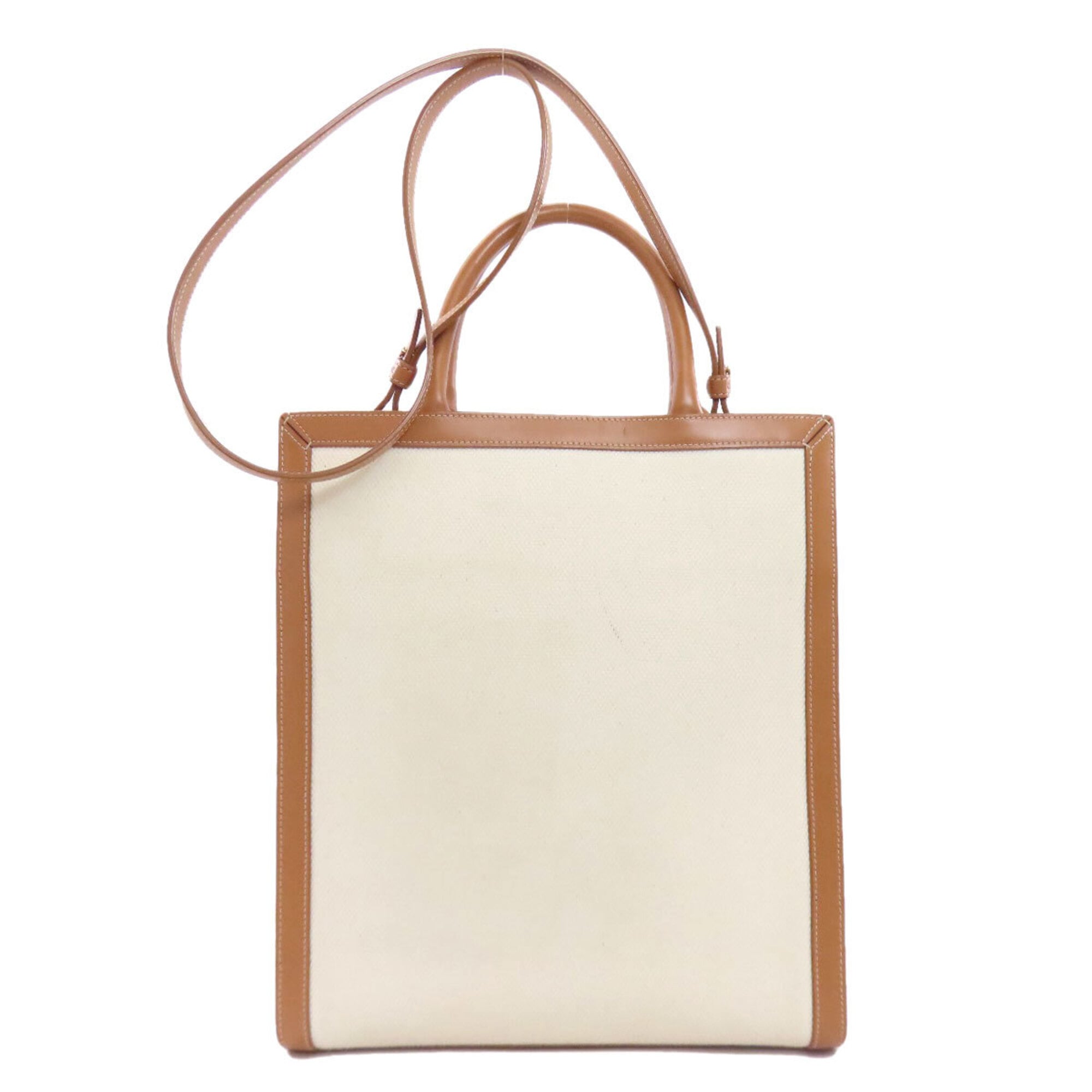 Celine Brown White Canvas Handbag (Pre-Owned)