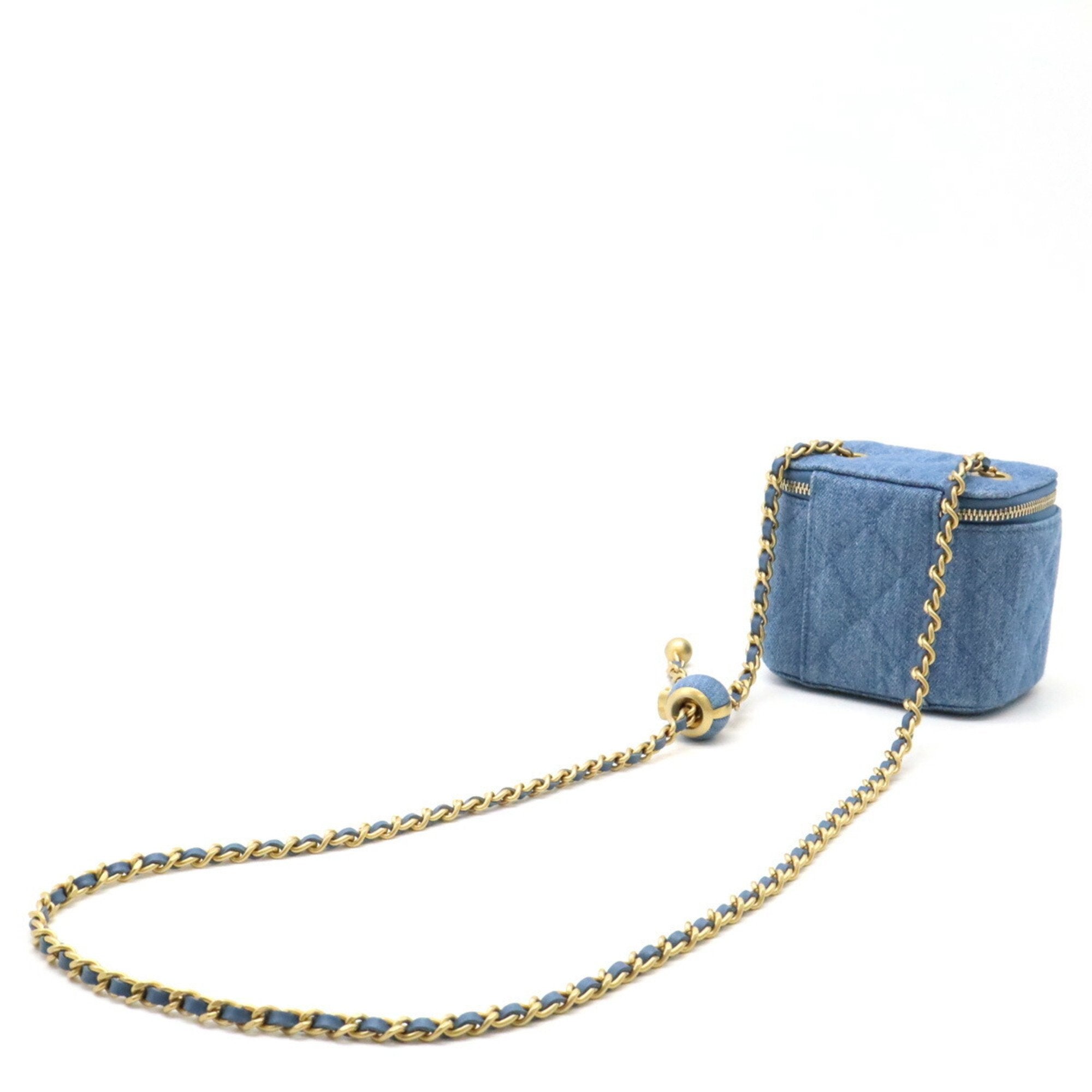 Chanel Blue Denim Leather Shoulder Bag (Pre-Owned)