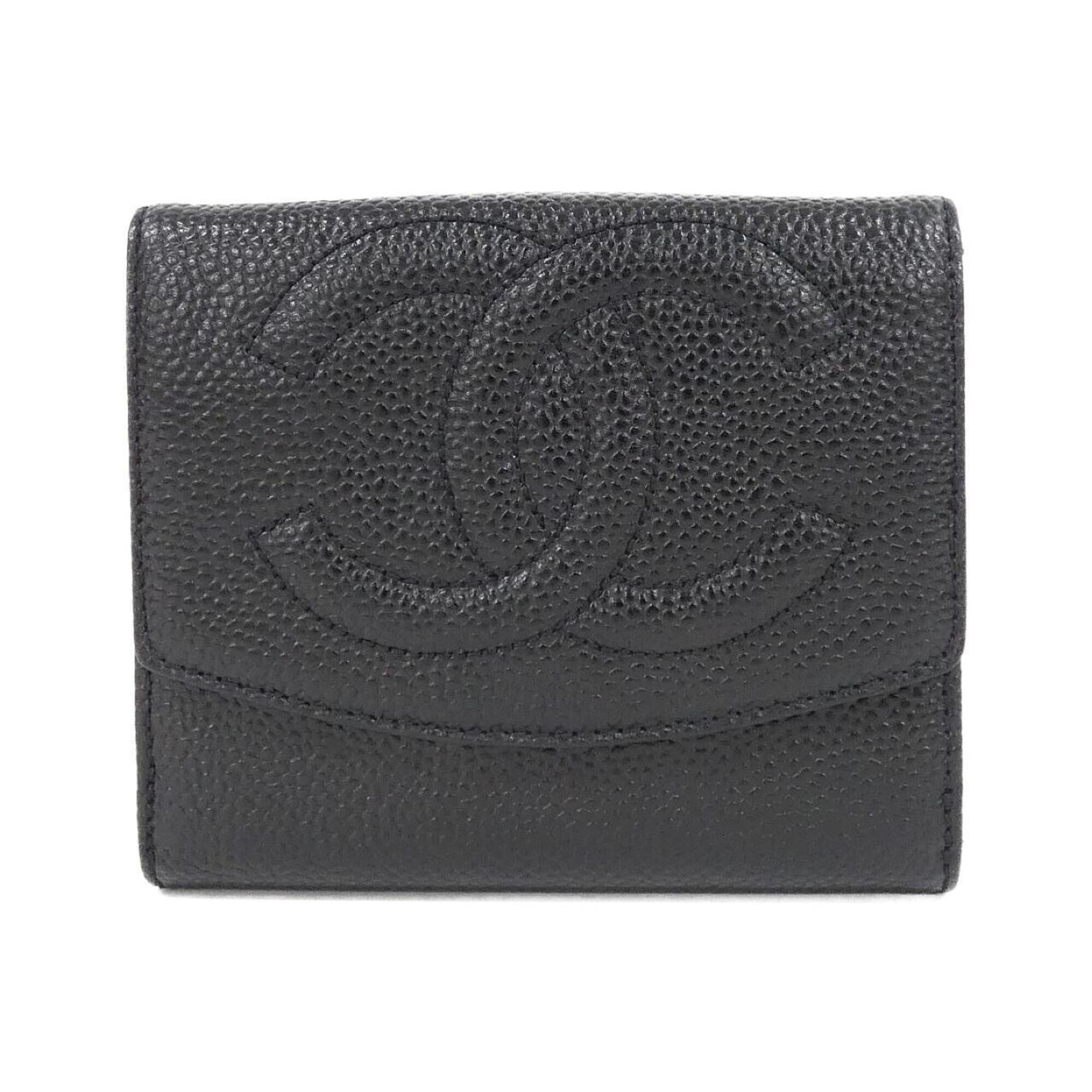 Chanel Black Grained Calfskin Wallet (Bi-Fold) (Pre-Owned)