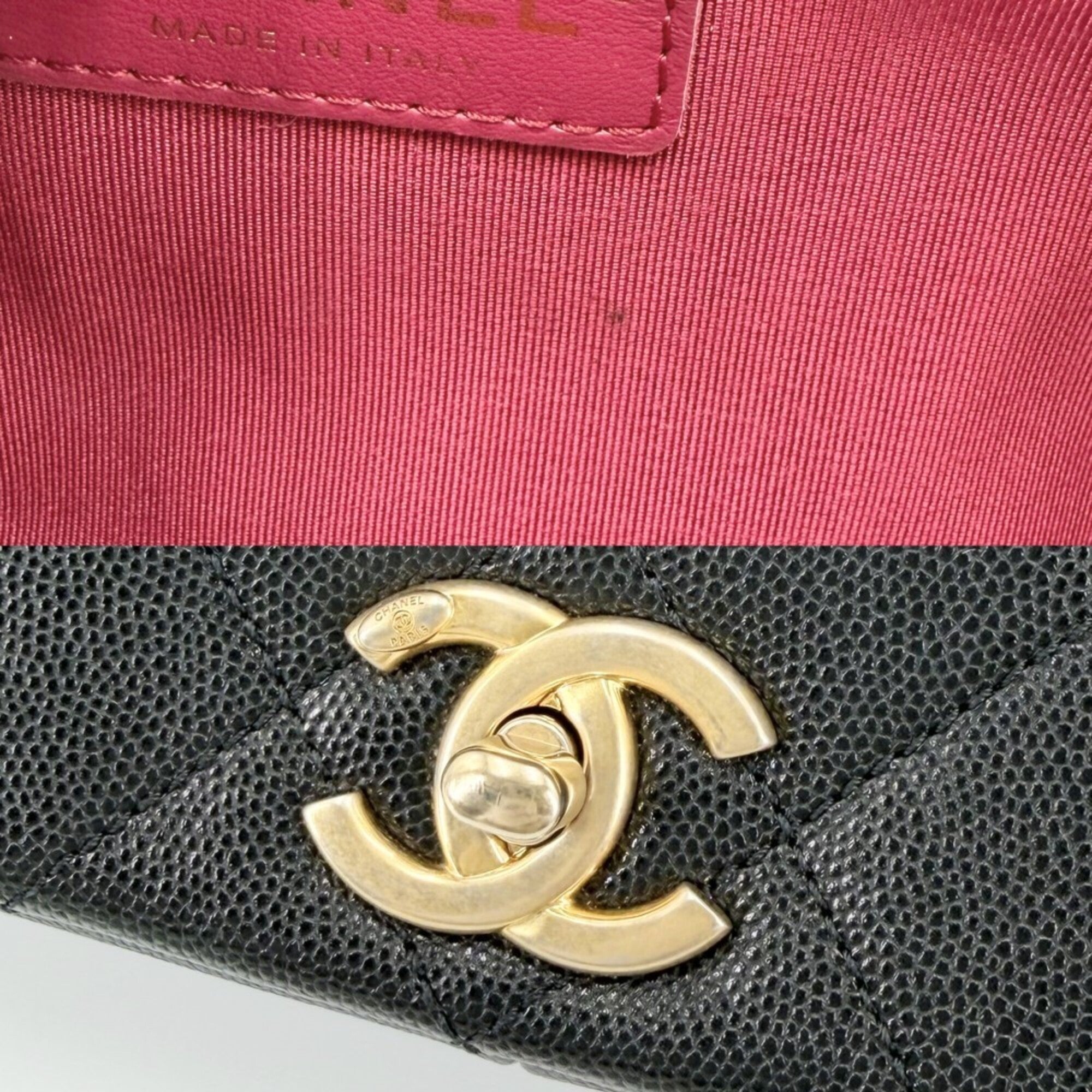 Chanel Black Grained Calfskin Handbag Shoulder Bag (Pre-Owned)