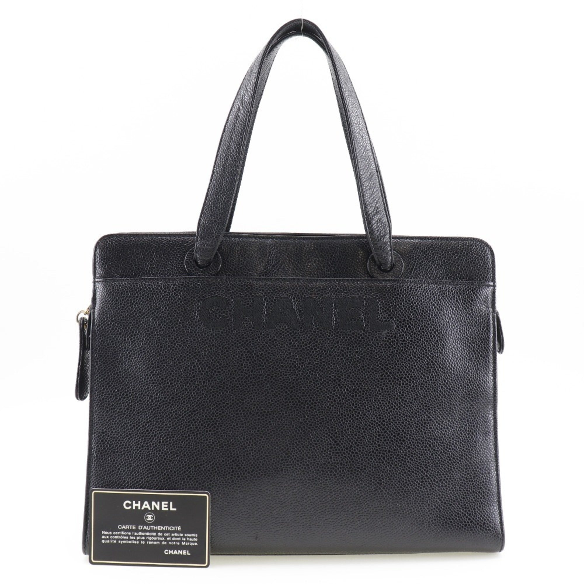 Chanel Black Caviar Leather Handbag (Pre-Owned)