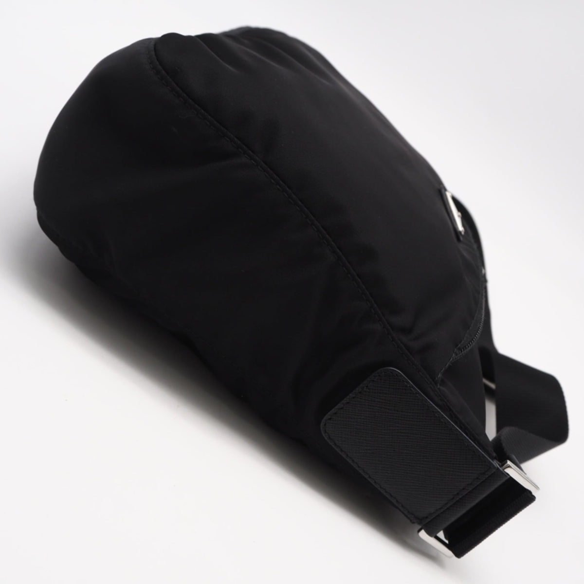 Prada Saffiano Black Nylon Leather Shoulder Bag (Pre-Owned)