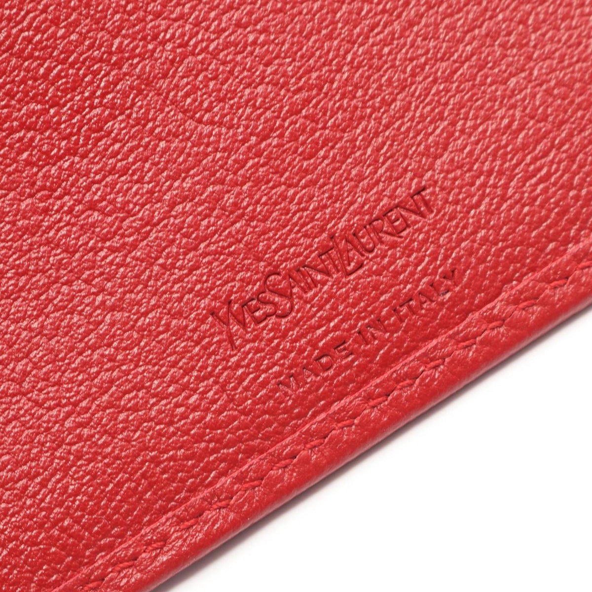 Yves Saint Laurent Red Color Leather Wallet (Bi-Fold) (Pre-Owned)