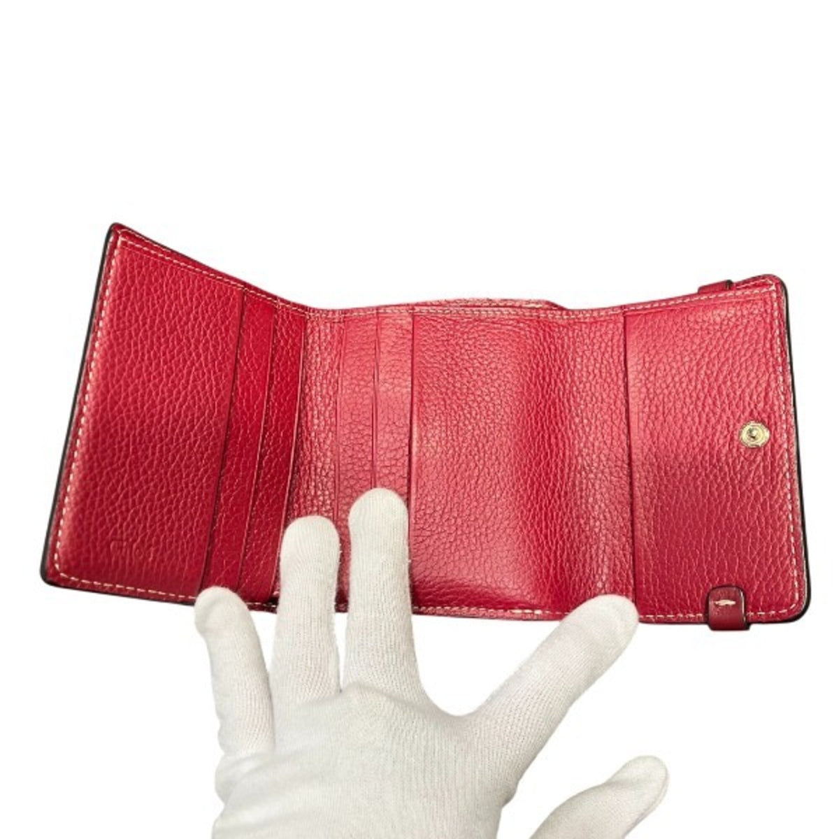 Chloé Red Color Leather Wallet (Tri-Fold) (Pre-Owned)