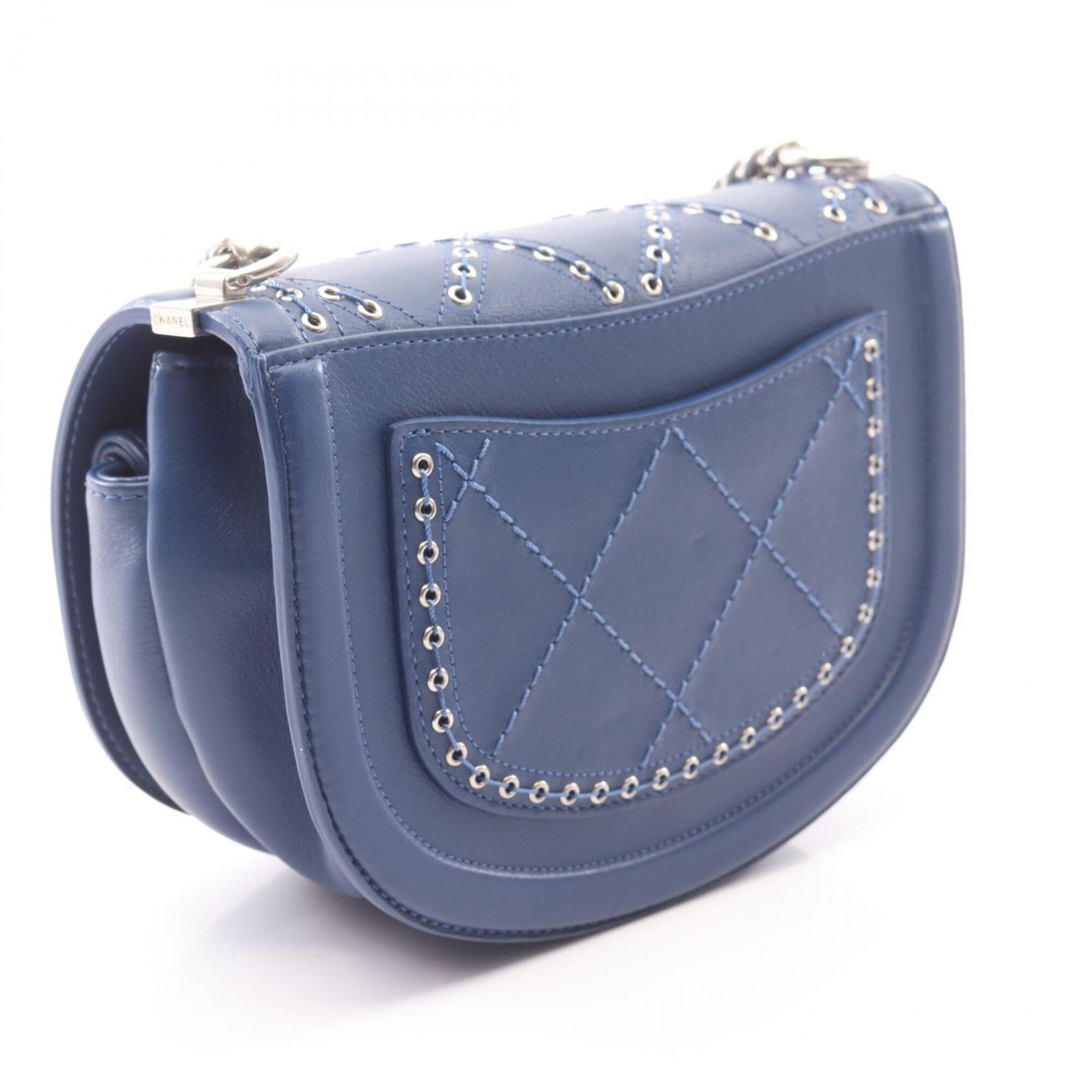 Chanel Blue Leather Handbag Shoulder Bag (Pre-Owned)