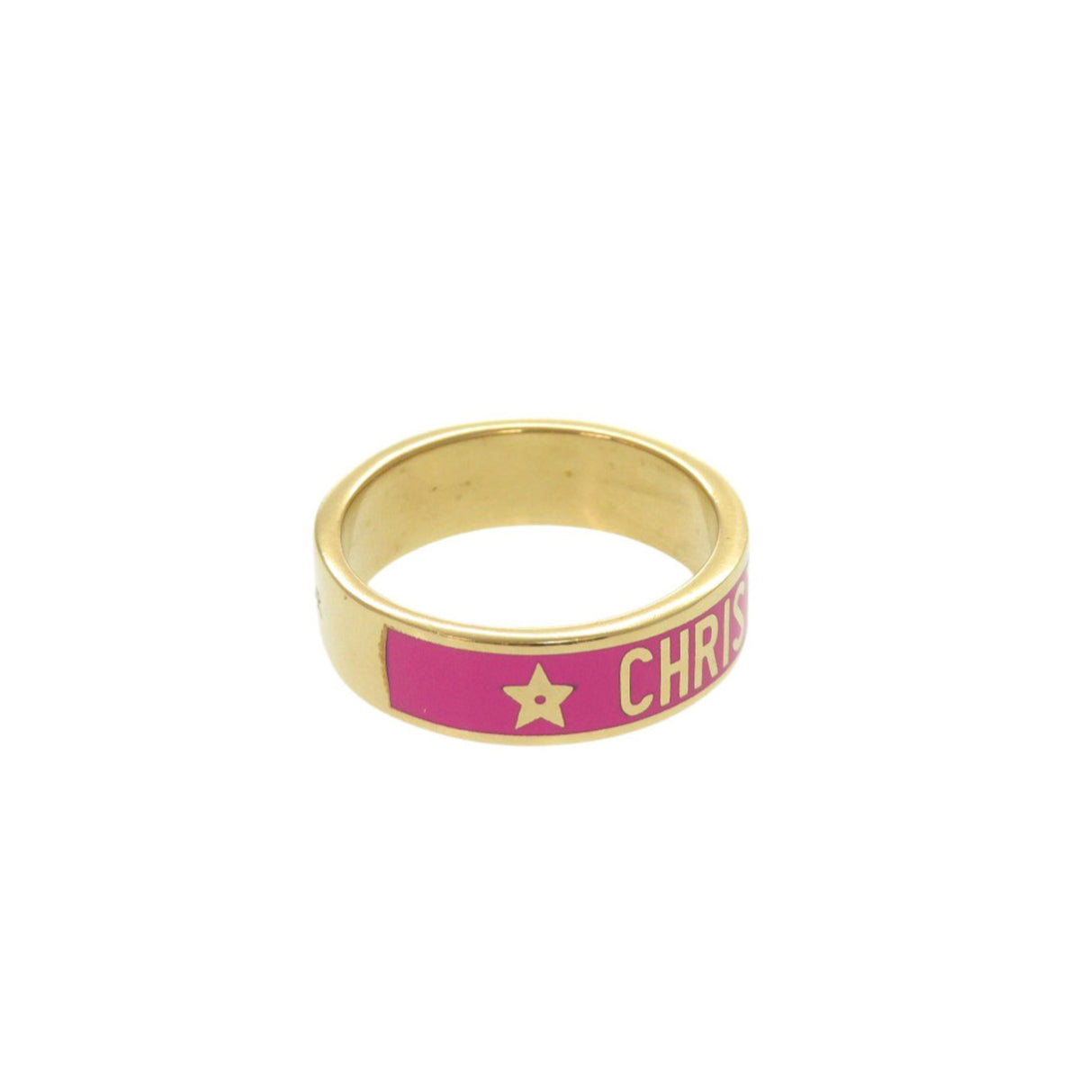 Christian Dior Gold Pink Metal Band Ring (Pre-Owned)