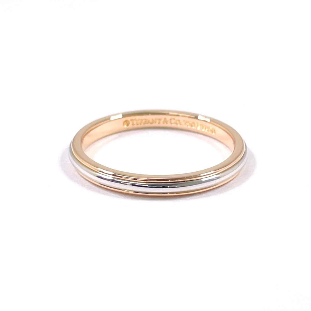 Tiffany Gold Silver Pink Gold (18K) Platinum 950 Band Ring (Pre-Owned)