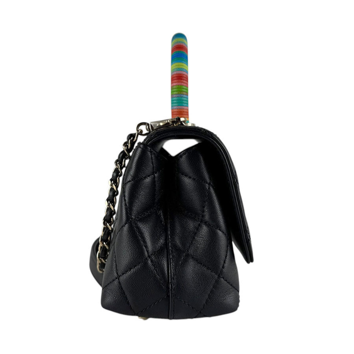 Chanel Black Multi-Color Leather Handbag Shoulder Bag (Pre-Owned)