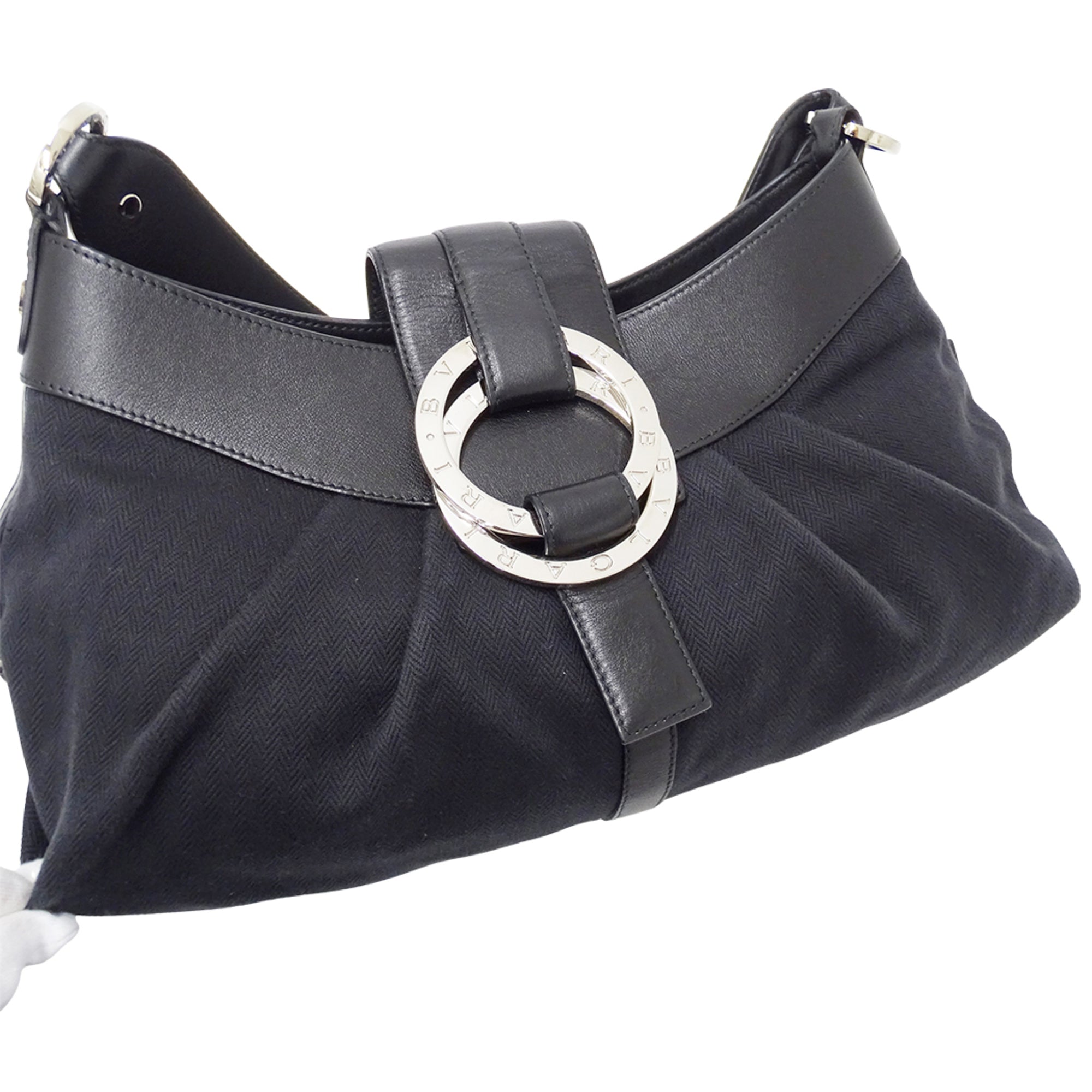 Bvlgari Black Canvas Handbag Shoulder Bag (Pre-Owned)